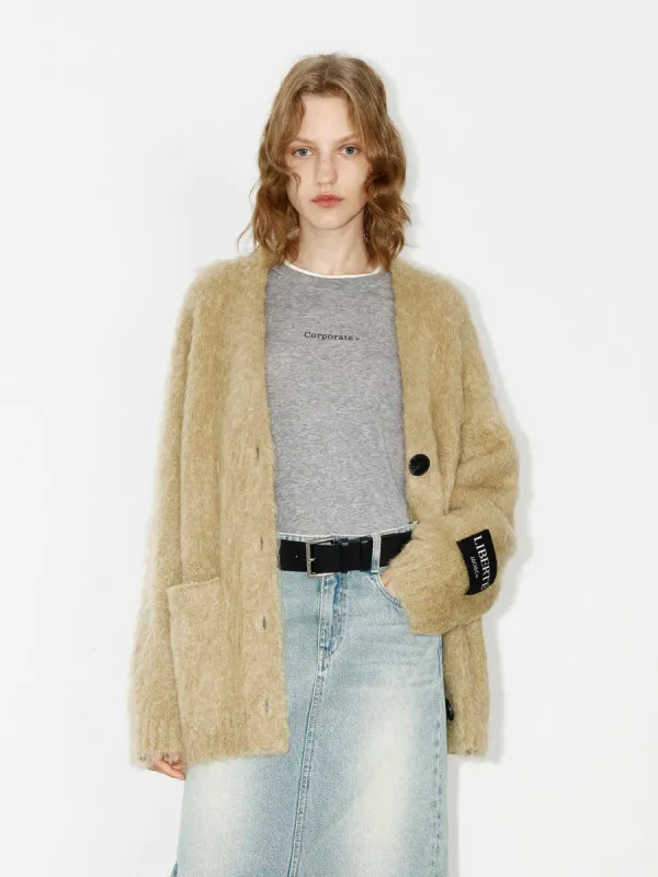 Loose Brushed Knit Cardigan sold by Mo&Co