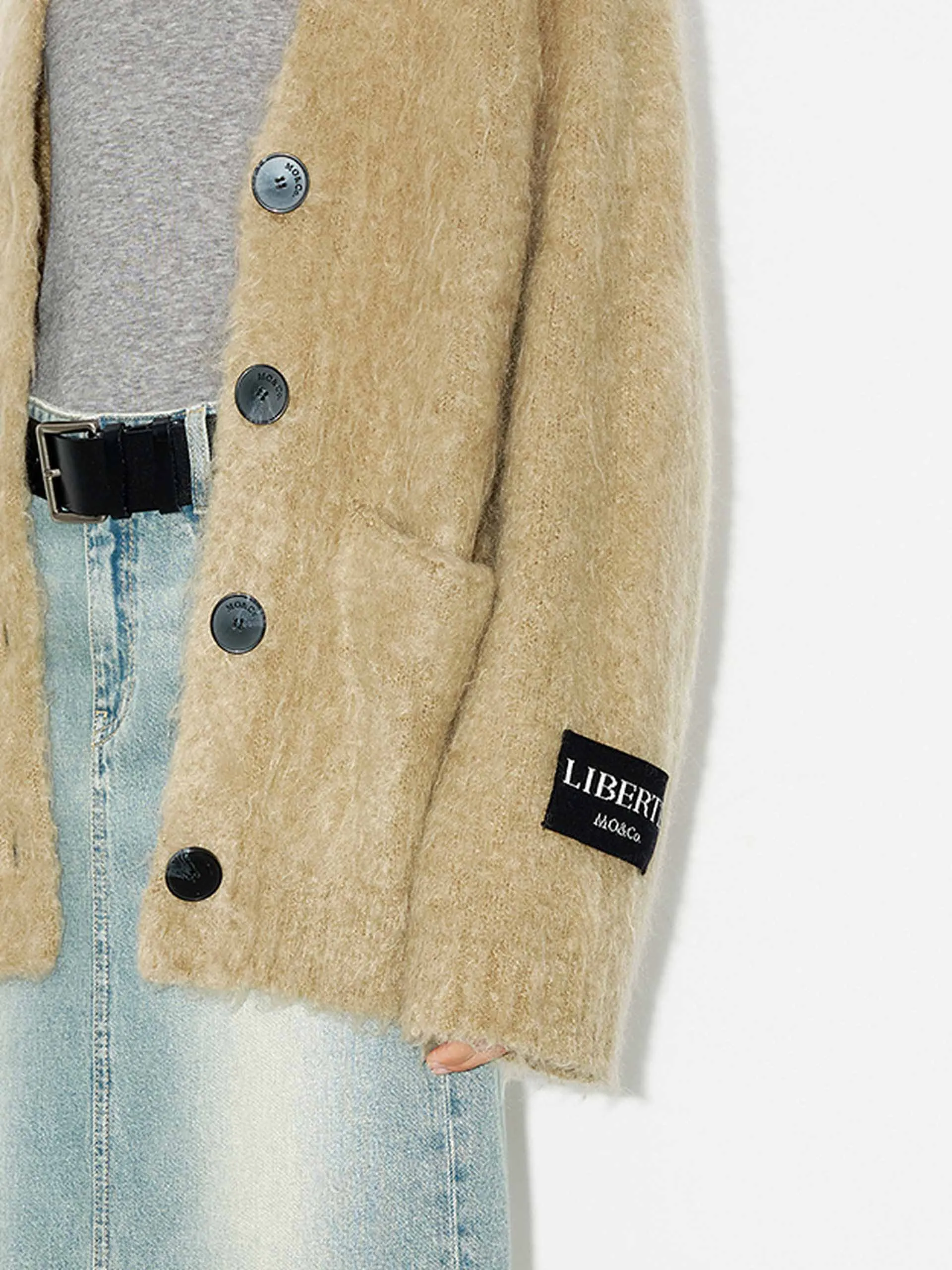 Loose Brushed Knit Cardigan sold by Mo&Co product image thumbnail 5