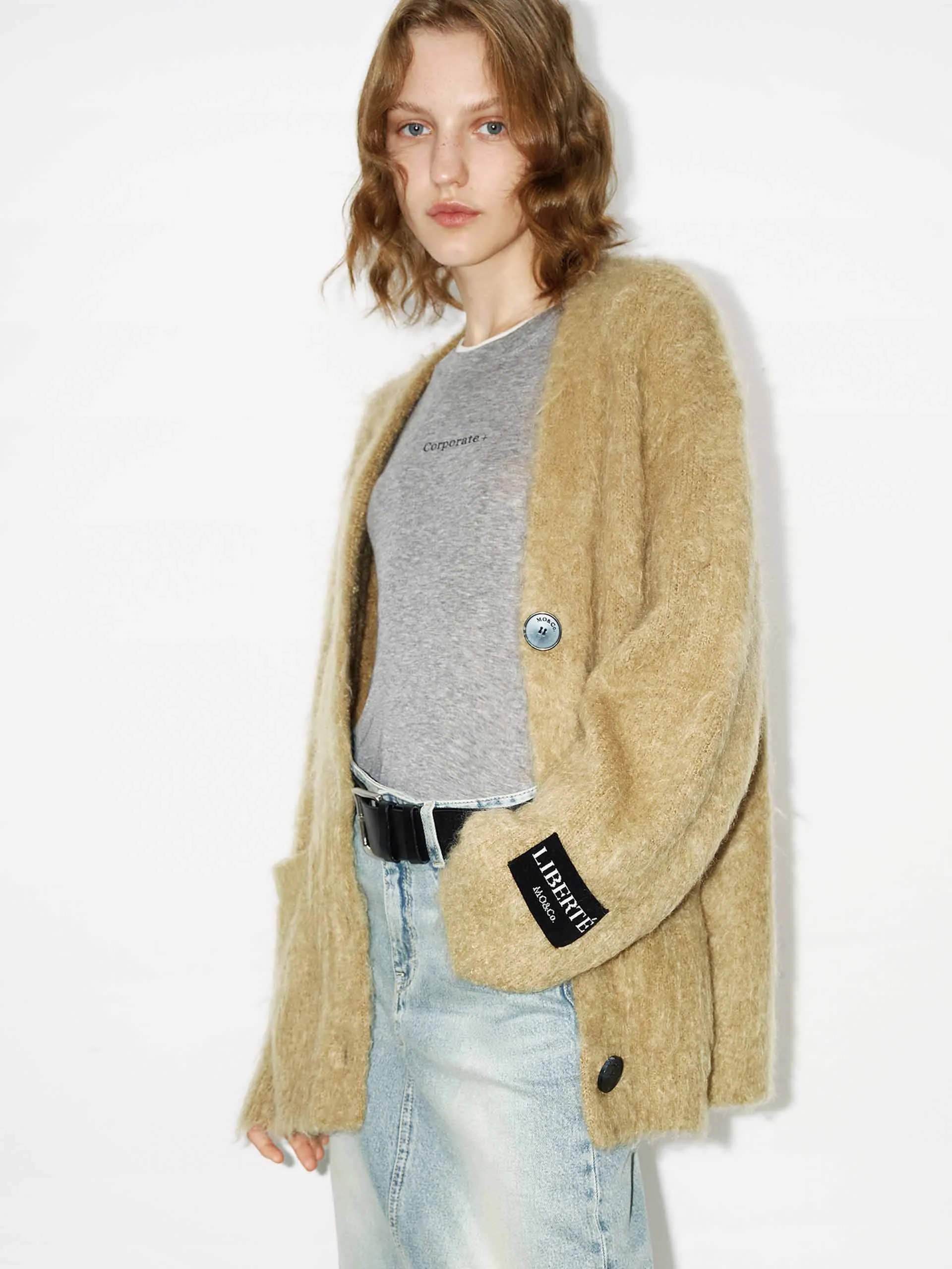 Loose Brushed Knit Cardigan sold by Mo&Co product image thumbnail 2