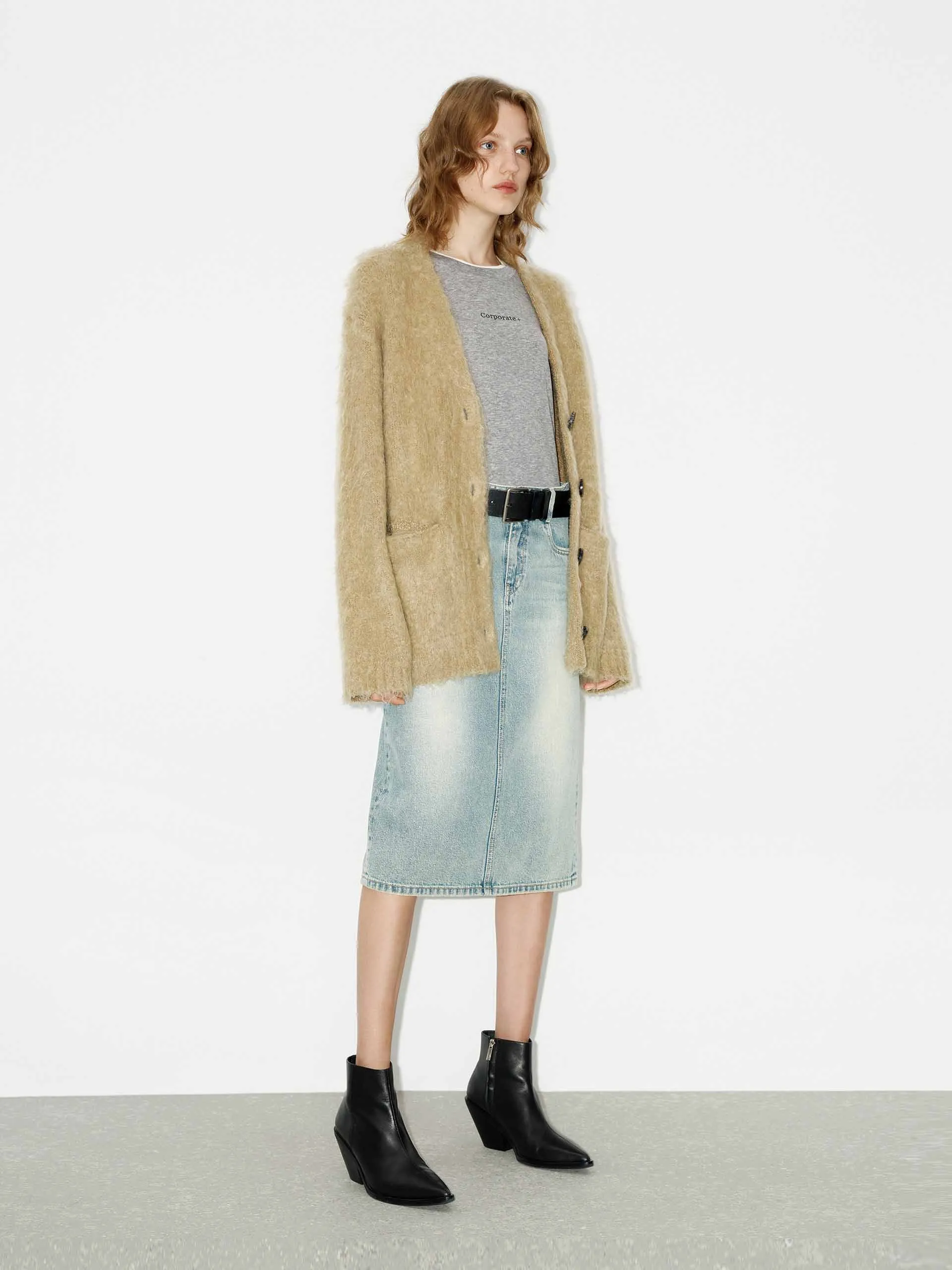 Loose Brushed Knit Cardigan sold by Mo&Co product image thumbnail 4