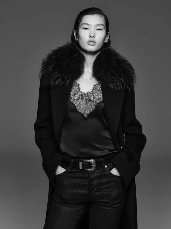 Fur Collar Structured Coat sold by Mo&Co