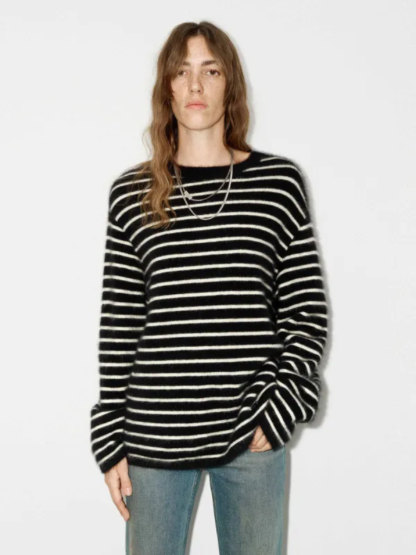 Fluffy Wool Blend Striped Sweater sold by Mo&Co
