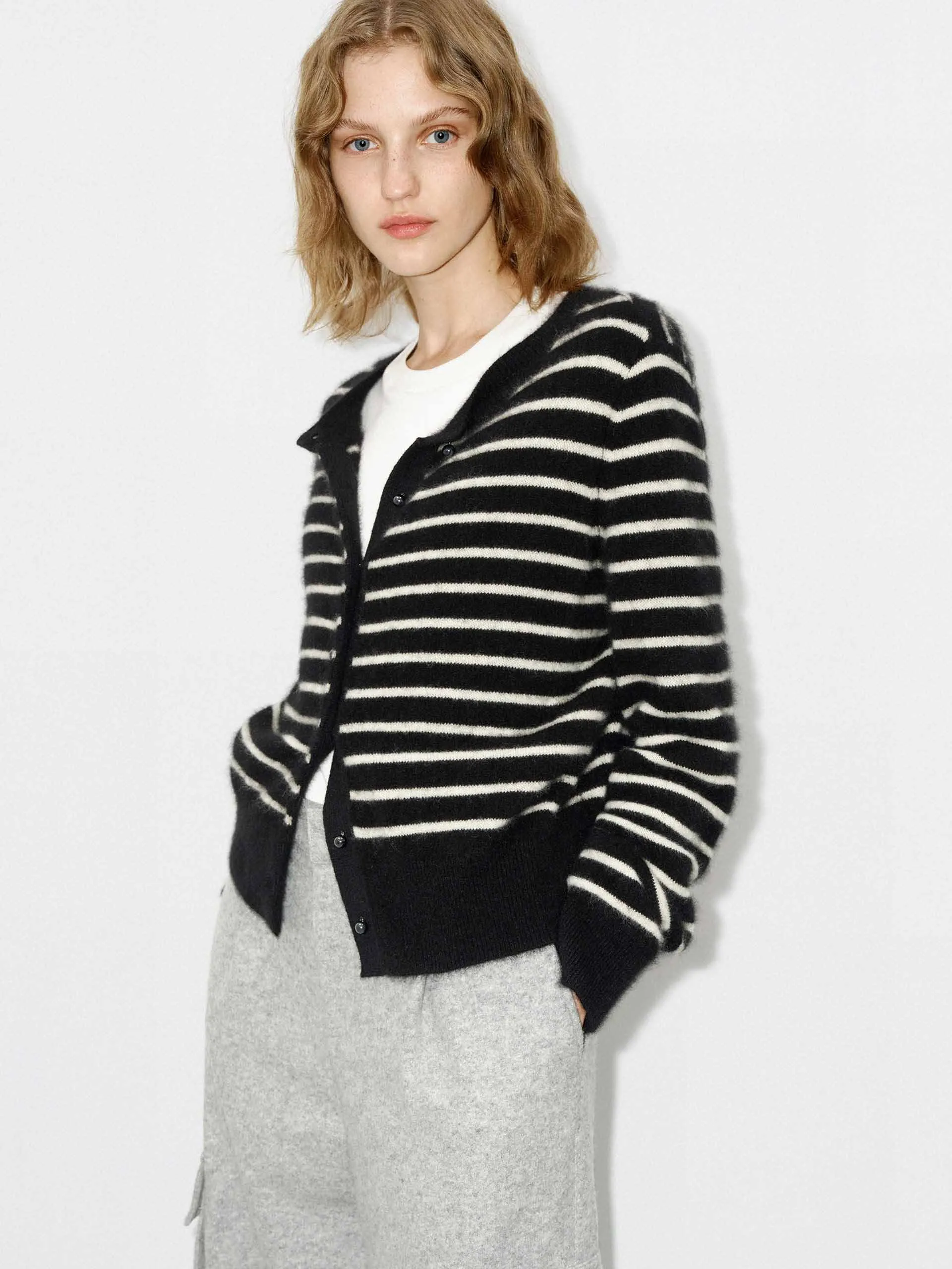 Button Closure Striped Cardigan sold by Mo&Co product image thumbnail 2