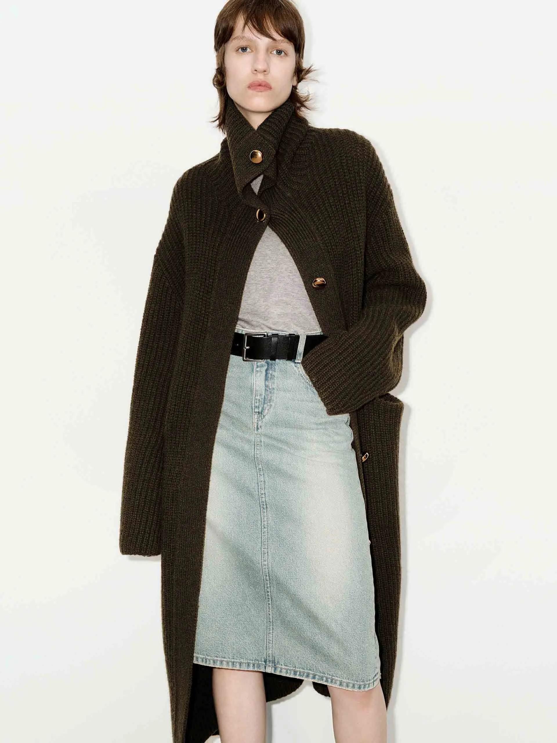 Metal Button Long Cardigan sold by Mo&Co