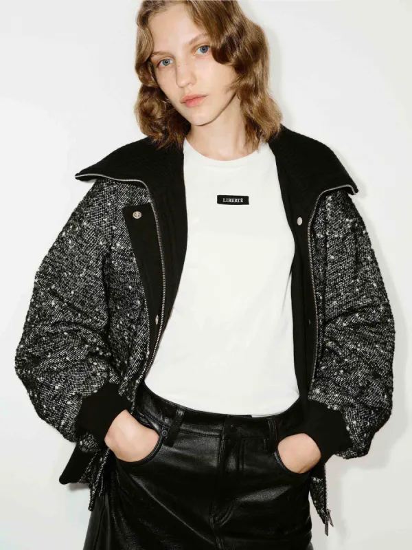 Lapel Marled Textured Jacket sold by Mo&Co