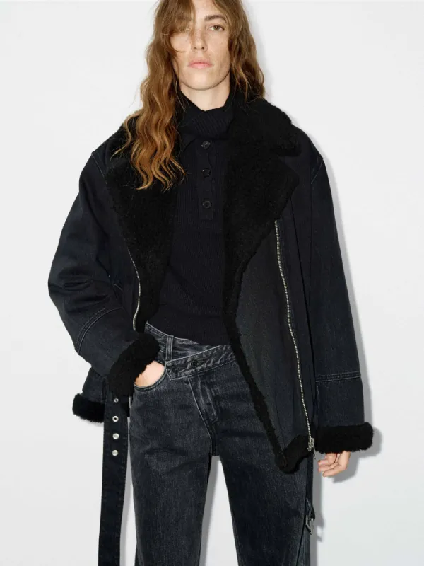 Wool Trim Denim Jacket sold by Mo&Co