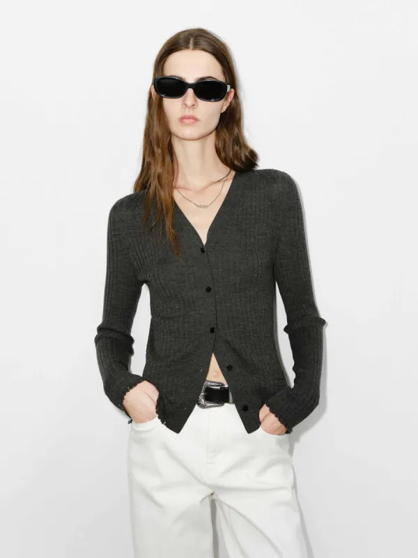 Close Fit Wool Knit Cardigan sold by Mo&Co