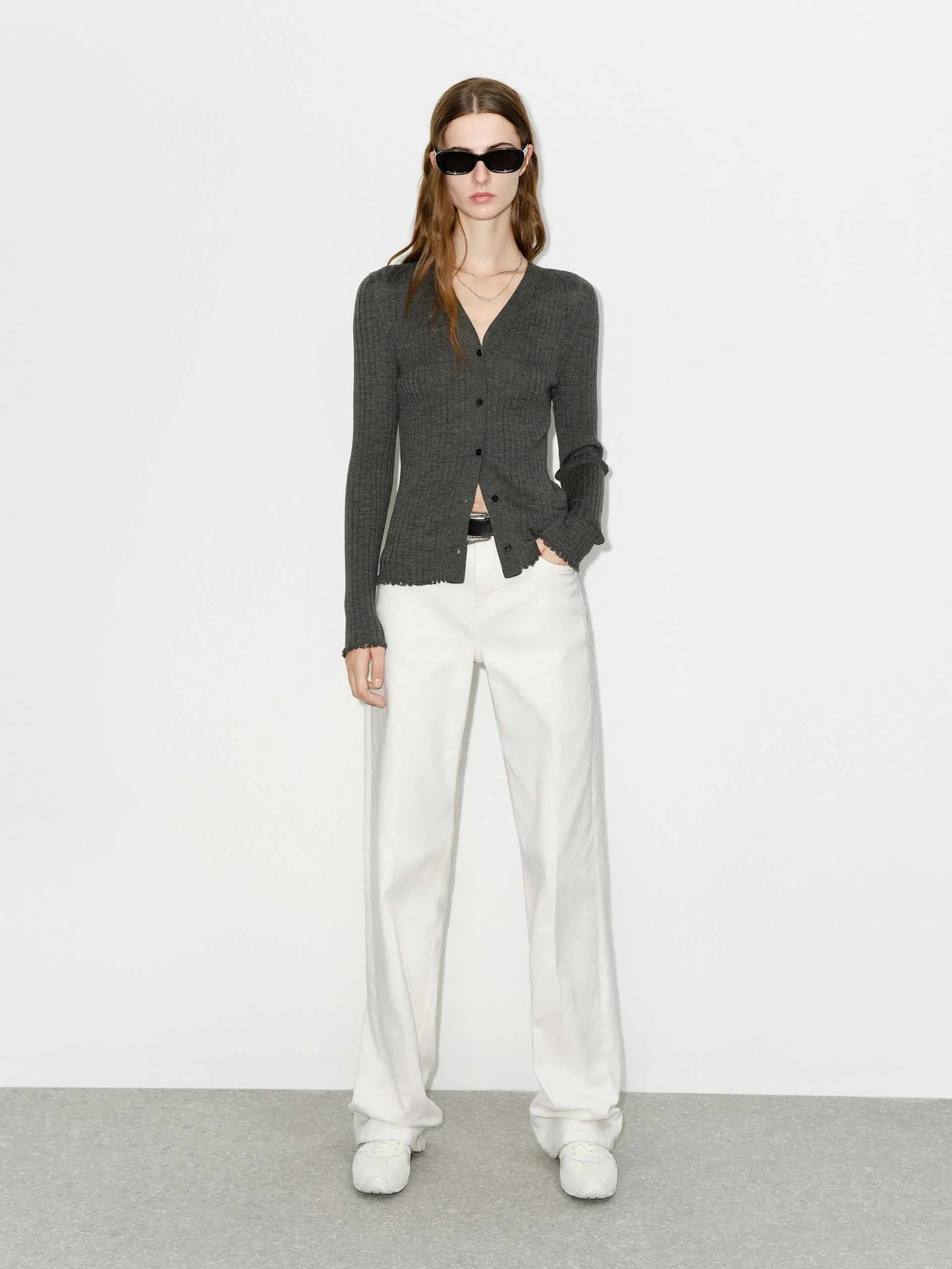 Close Fit Wool Knit Cardigan sold by Mo&Co product image thumbnail 2