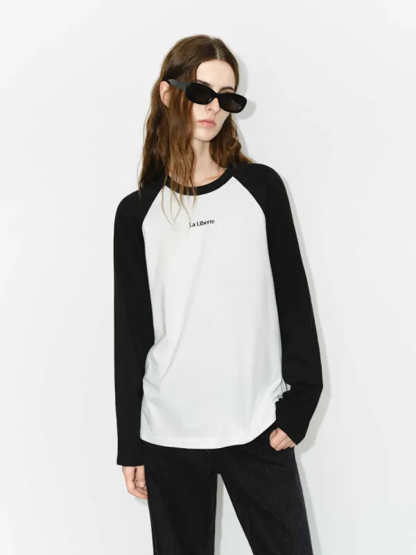 Cotton Contrast Detail T-shirts sold by Mo&Co