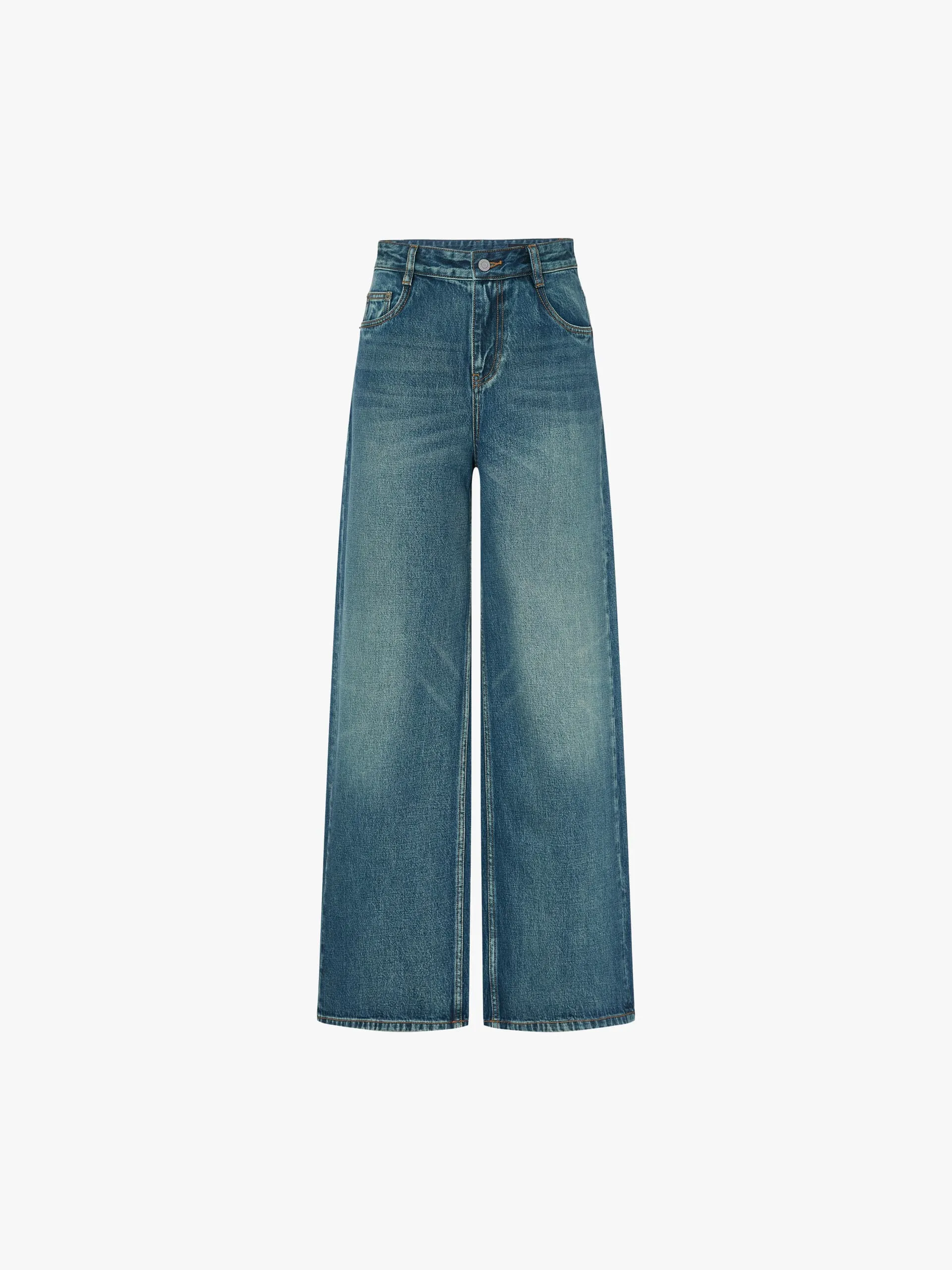 Blue Wash Wide Leg Jeans sold by Mo&Co product image thumbnail 5