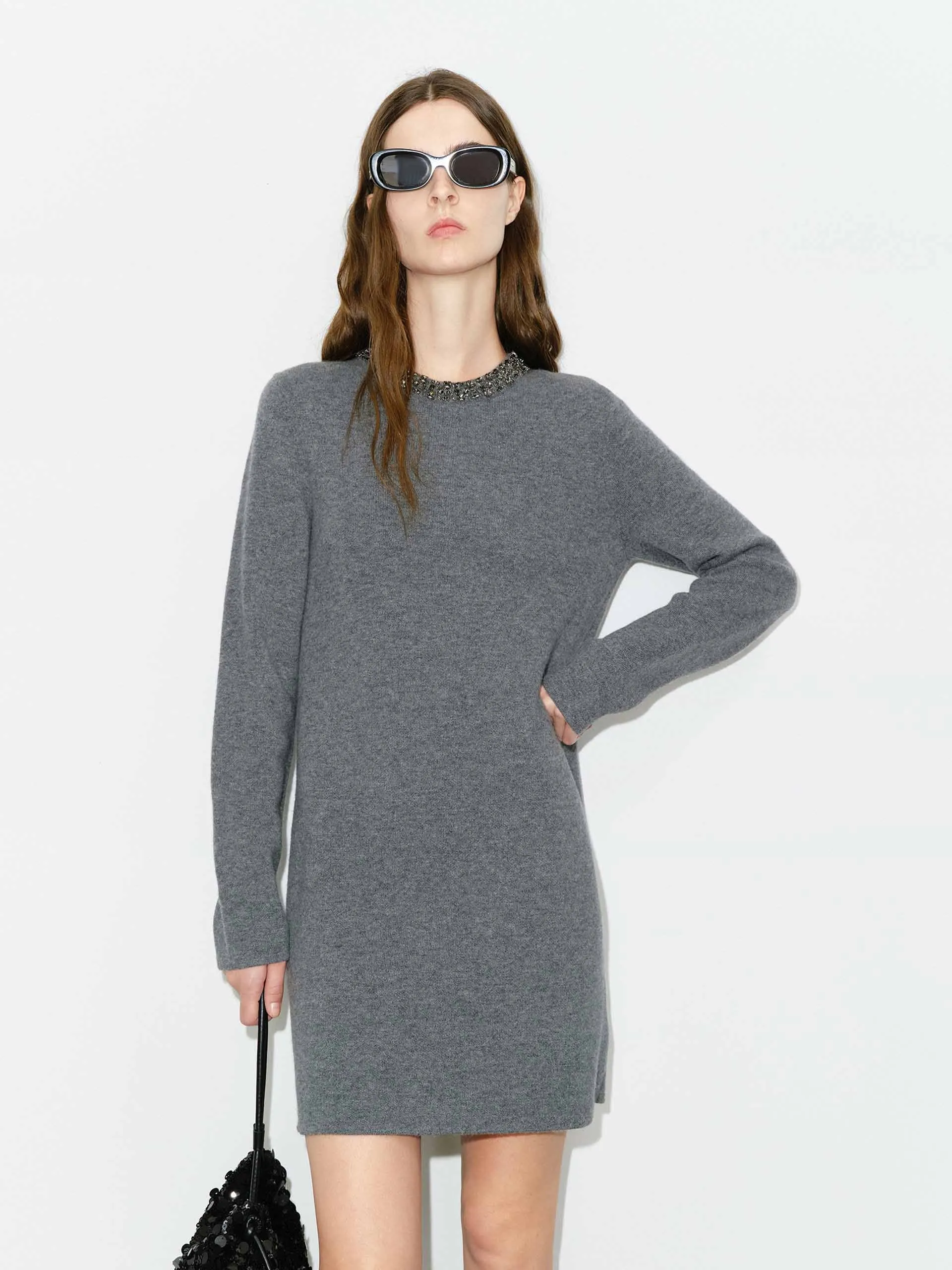 Crystal Collar Mini Dress sold by Mo&Co