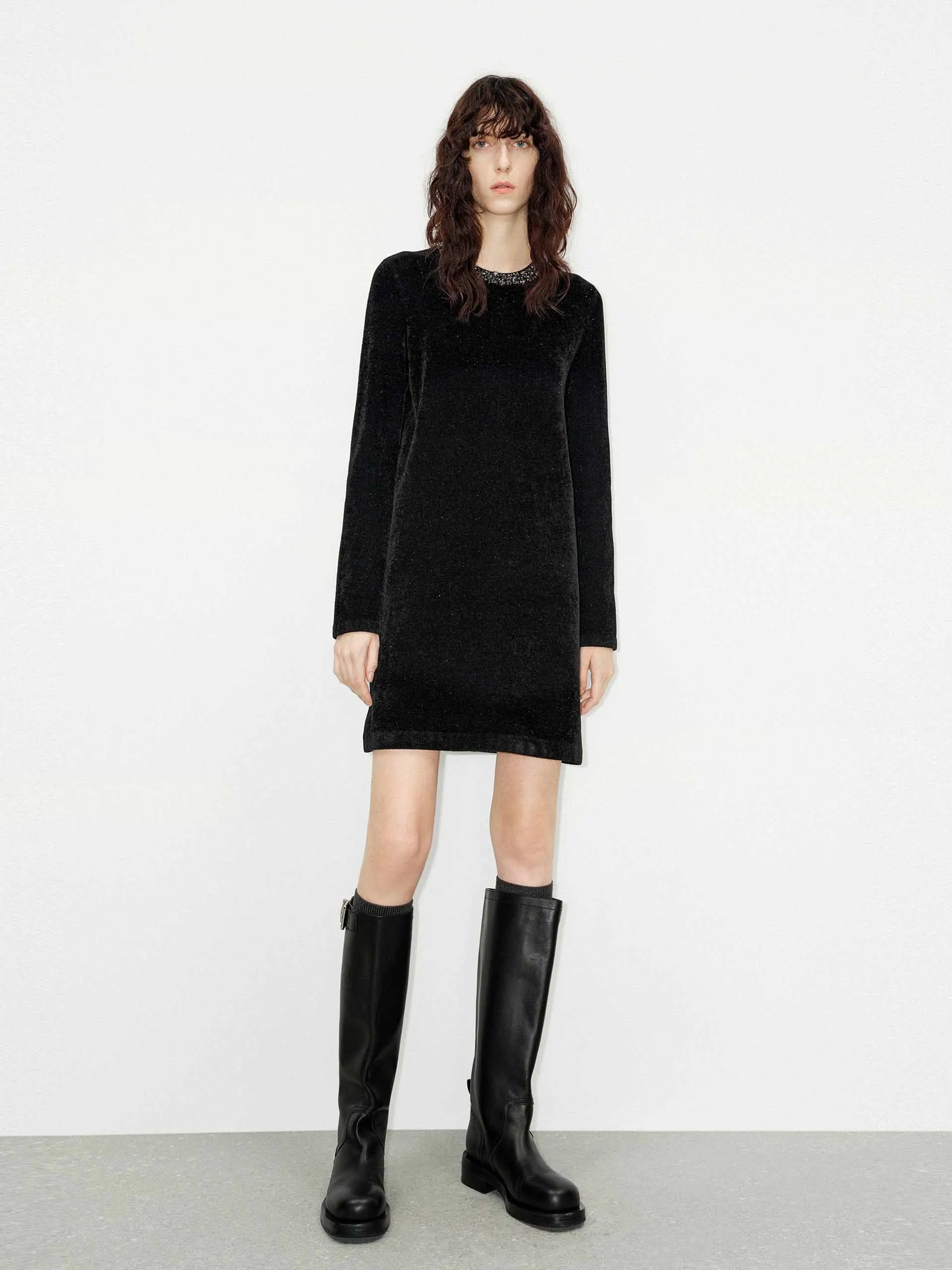 Sequin Collar Mini Dress sold by Mo&Co product image thumbnail 2