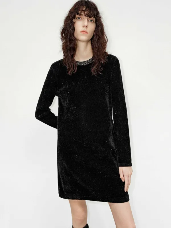 Sequin Collar Mini Dress sold by Mo&Co