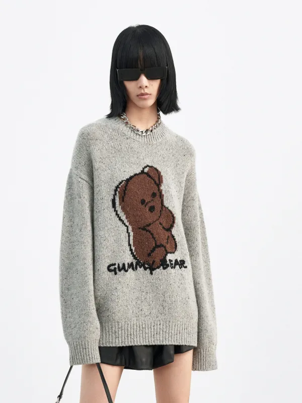 Oversized Wool-blend Cartoon Pullover sold by Mo&Co