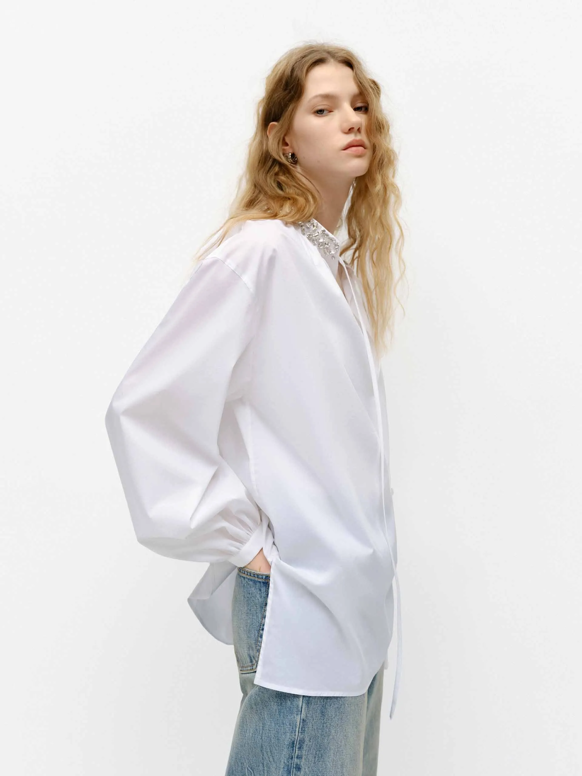 Crystal Collar Tie Blouse sold by Mo&Co product image thumbnail 2