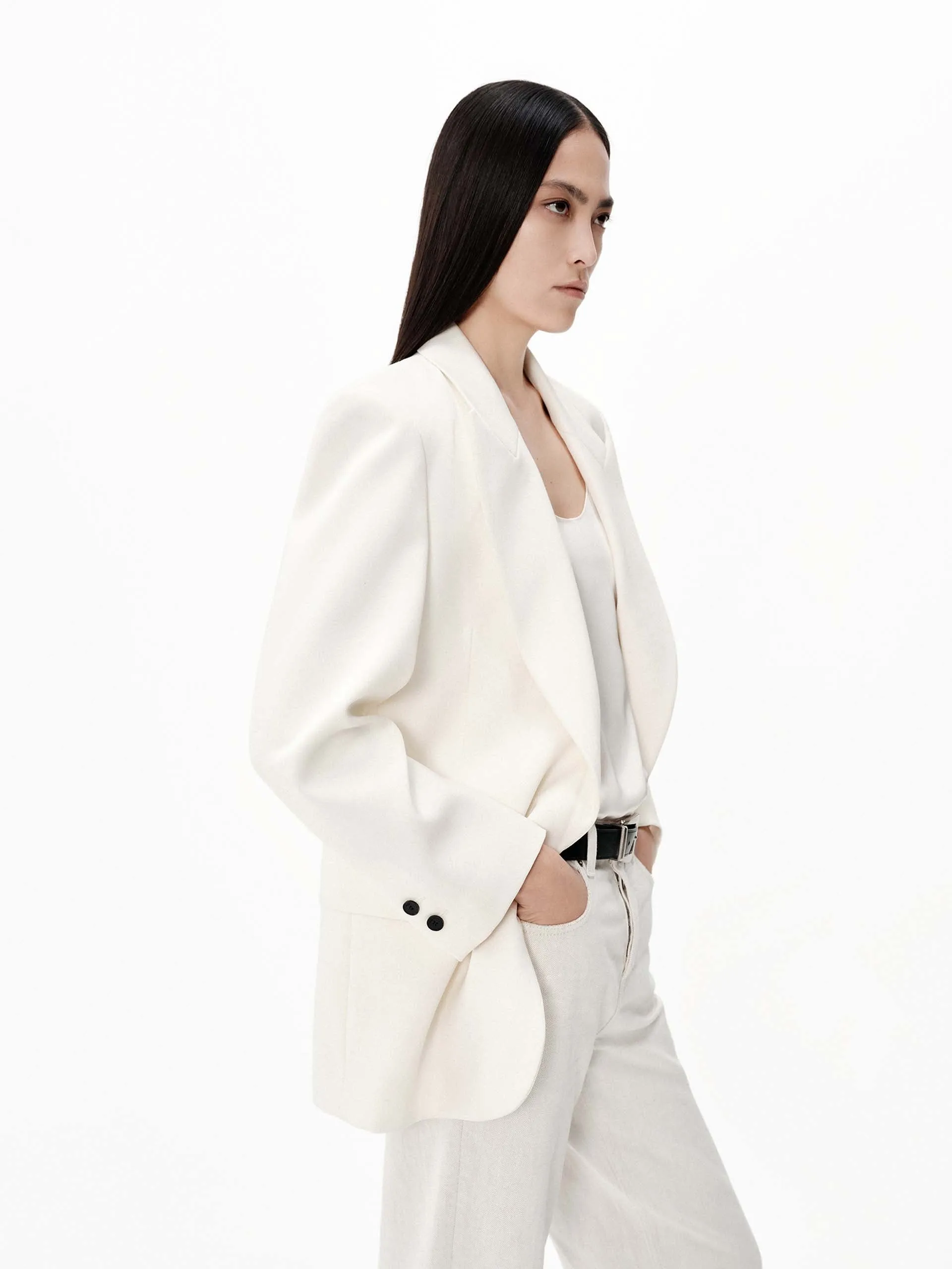 Merino Wool Structured Blazer sold by Mo&Co product image thumbnail 3