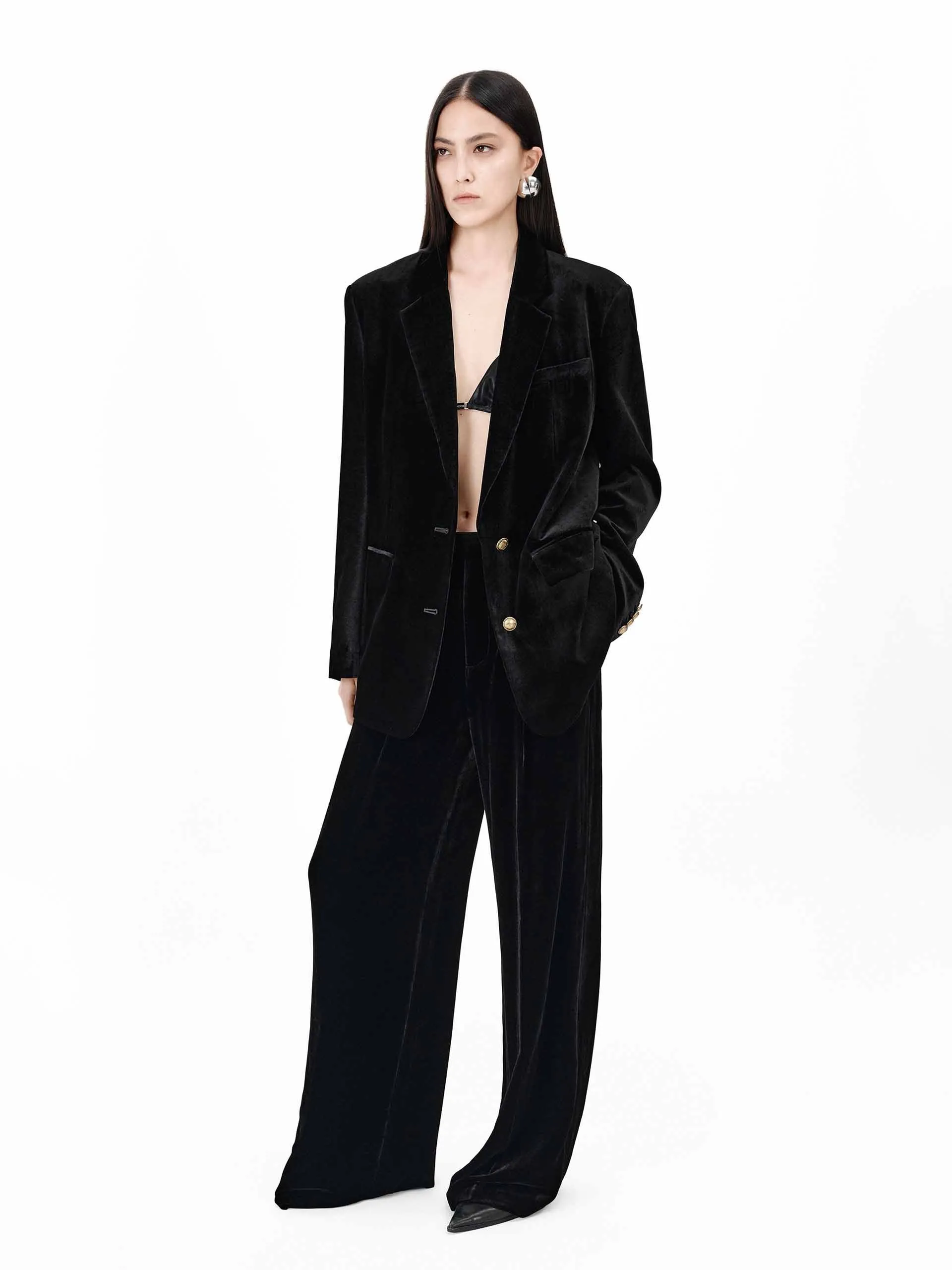 Metallic Button Velvet Blazer sold by Mo&Co product image thumbnail 2