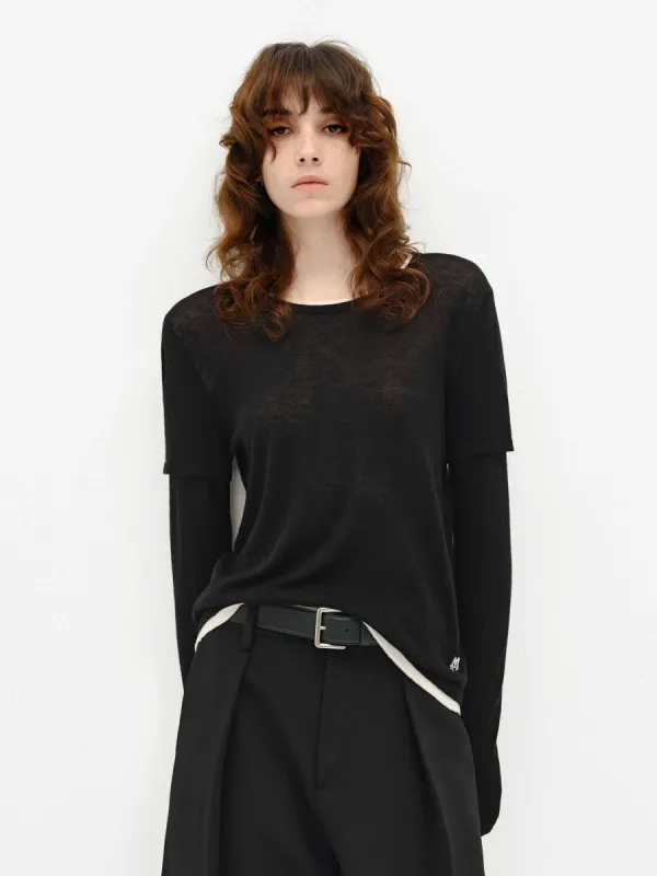 Contrast Trim Wool Top sold by Mo&Co