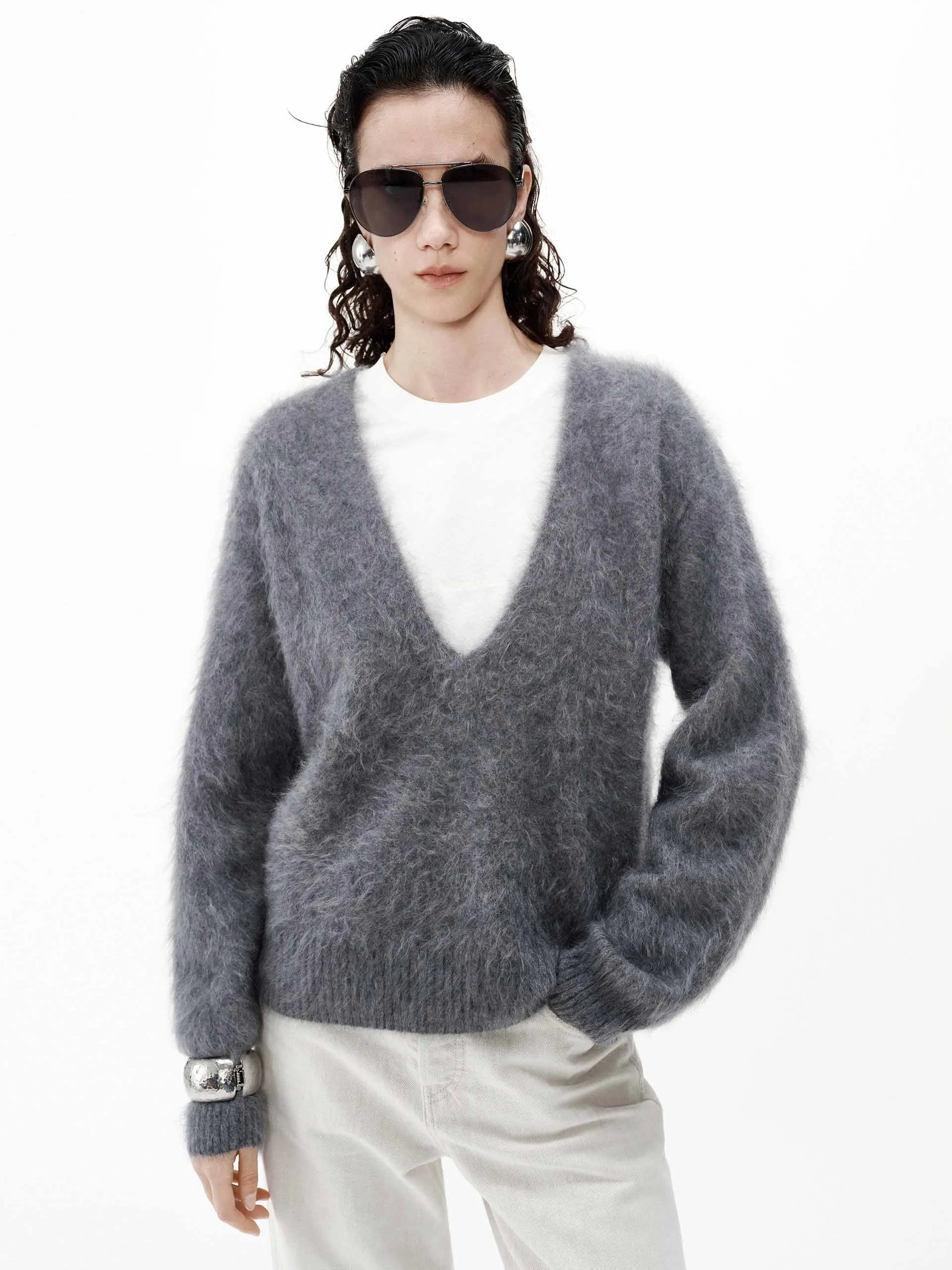 Deep V-neck Cashmere Sweater sold by Mo&Co