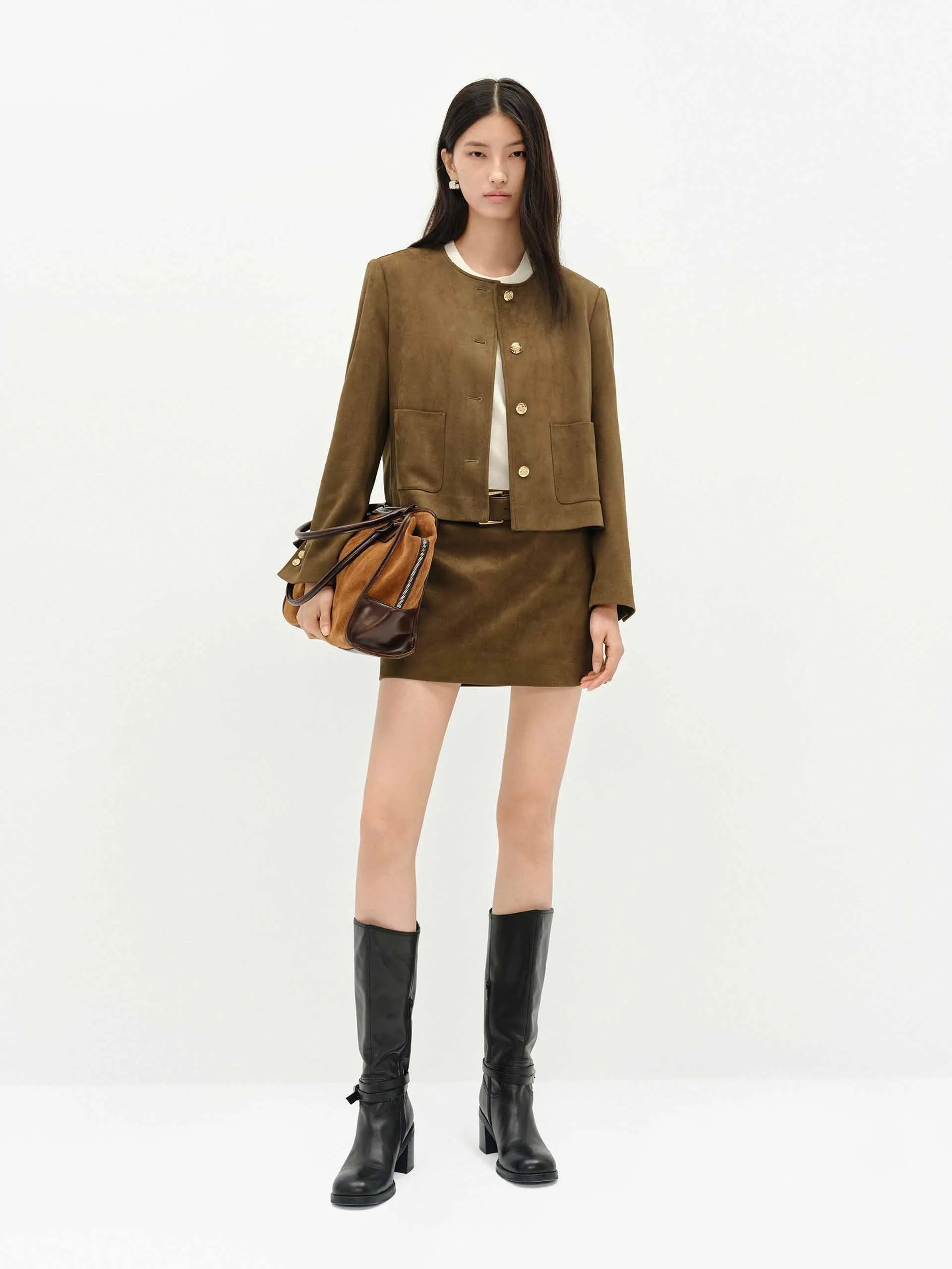 Suede Textured Mini Skirt sold by Mo&Co product image thumbnail 3