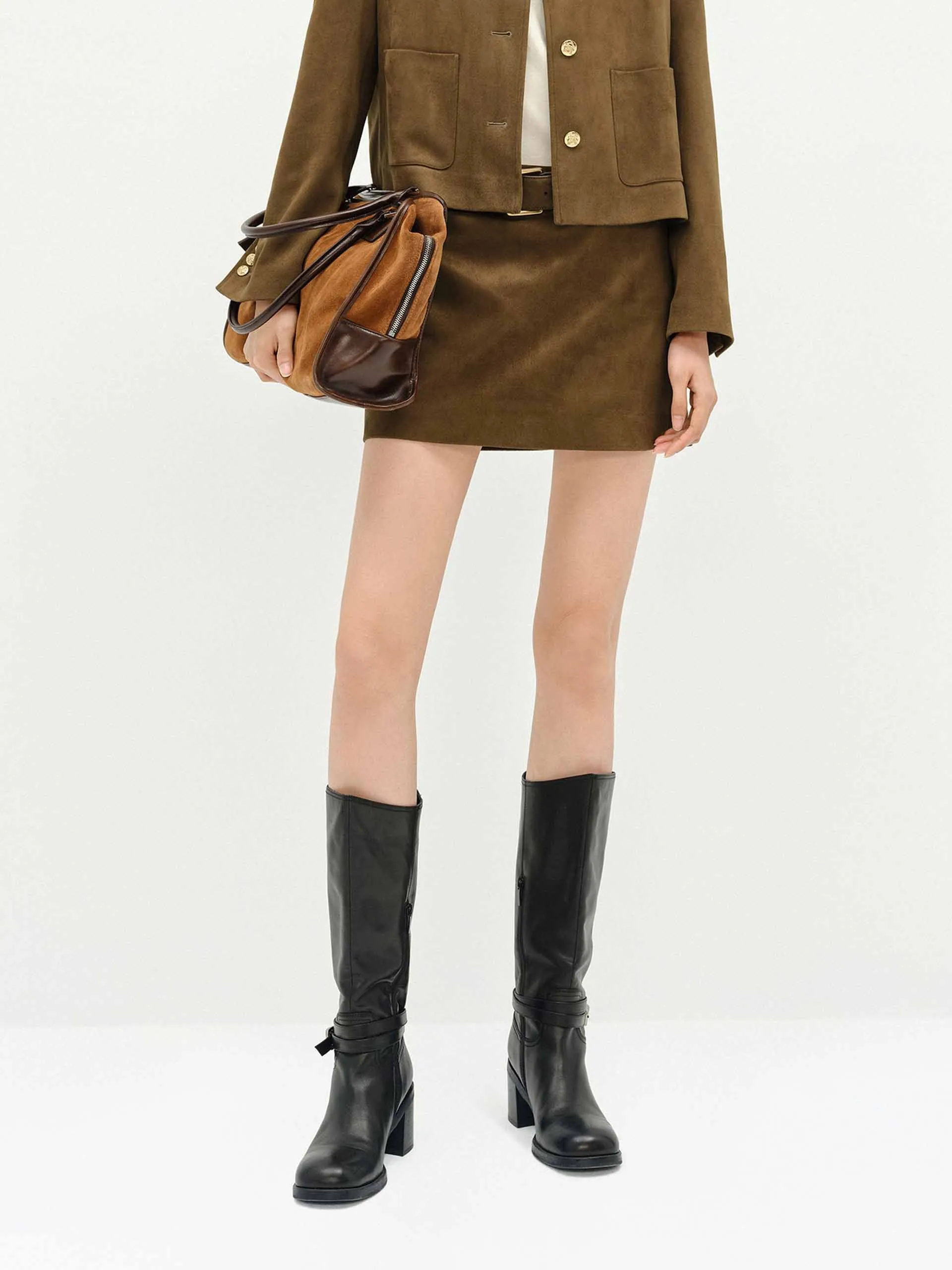 Suede Textured Mini Skirt sold by Mo&Co