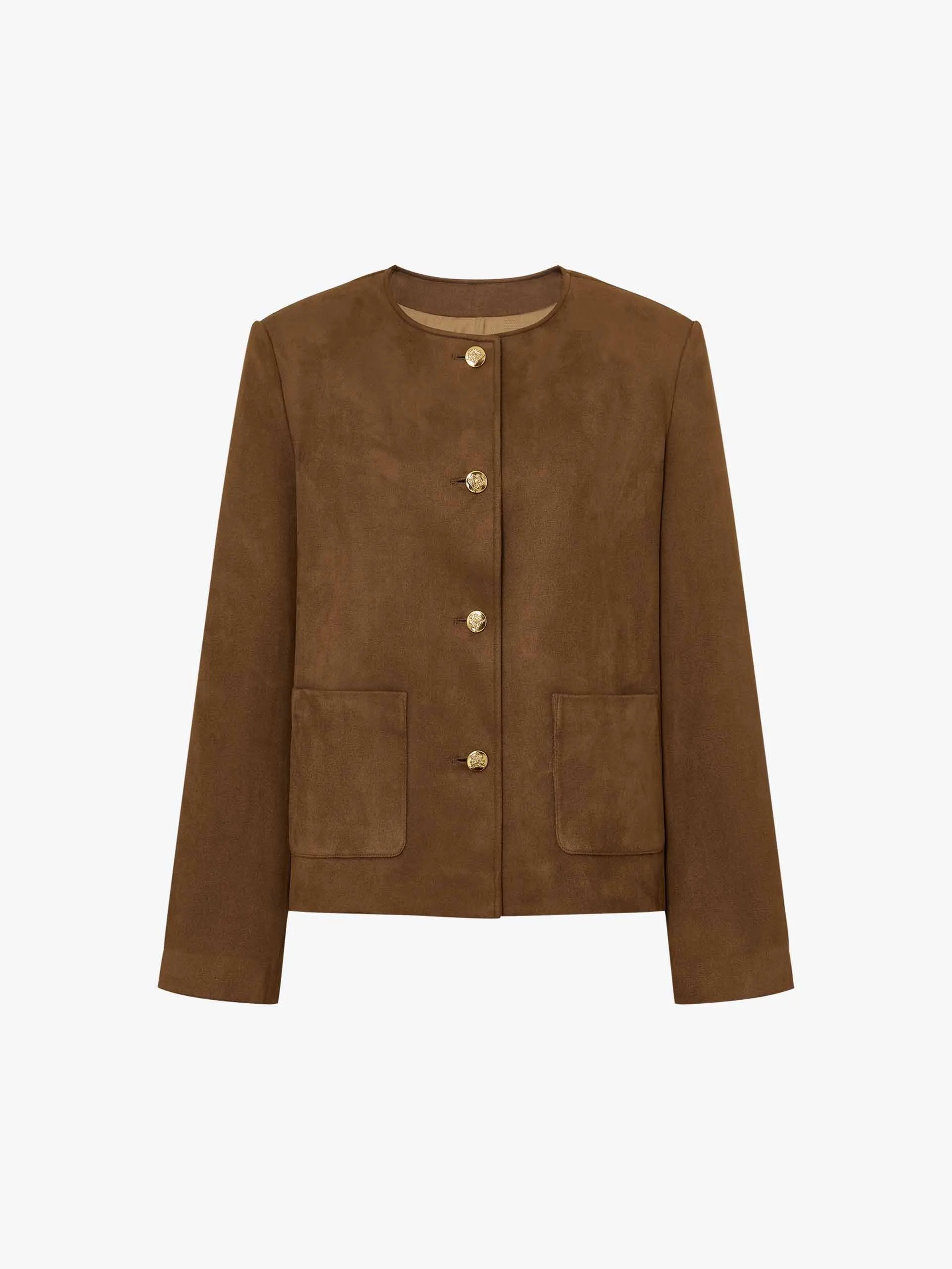 Suede Collarless Jacket sold by Mo&Co product image thumbnail 5