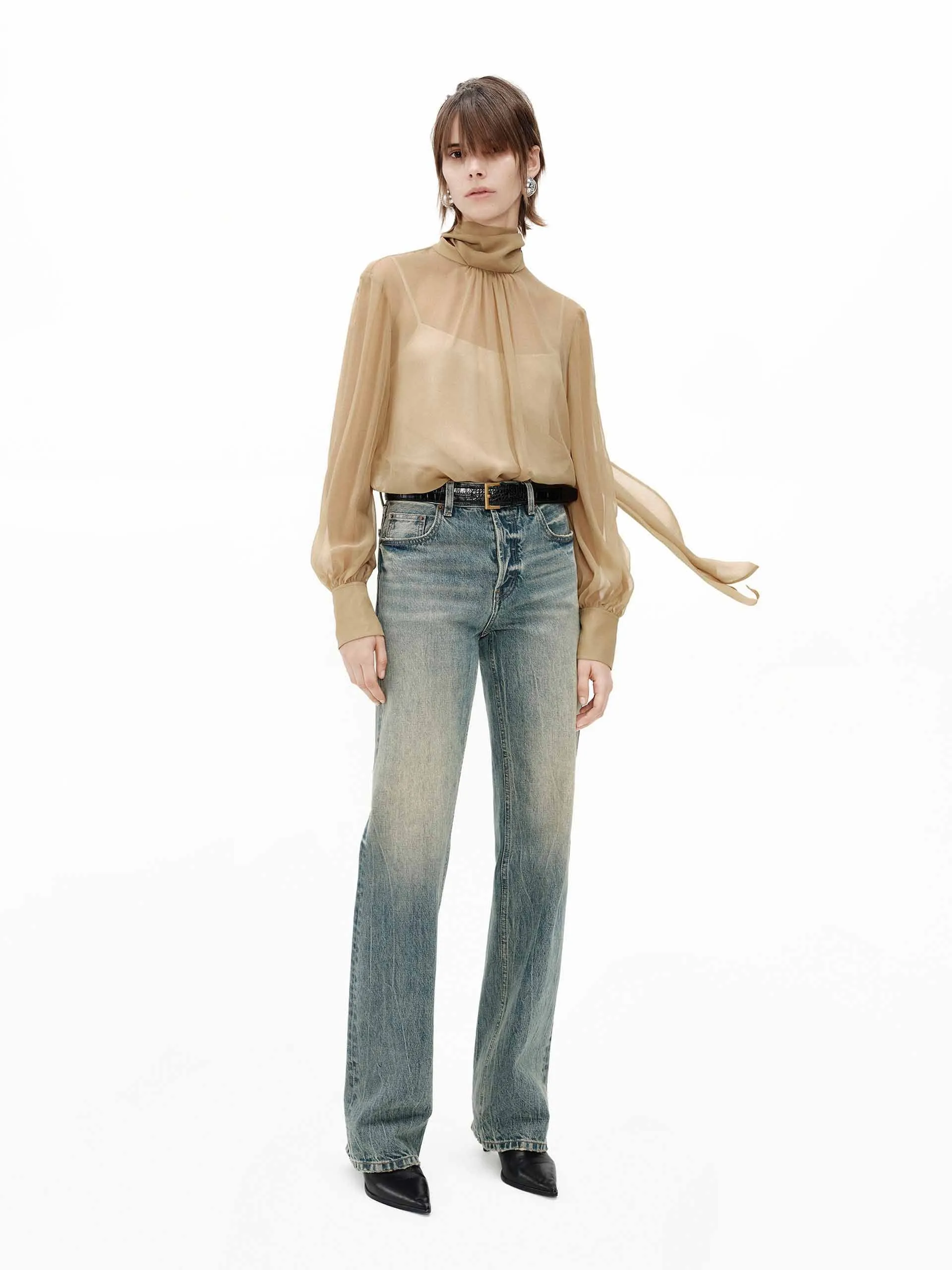 Silk Sheer Tie Blouse sold by Mo&Co product image thumbnail 2