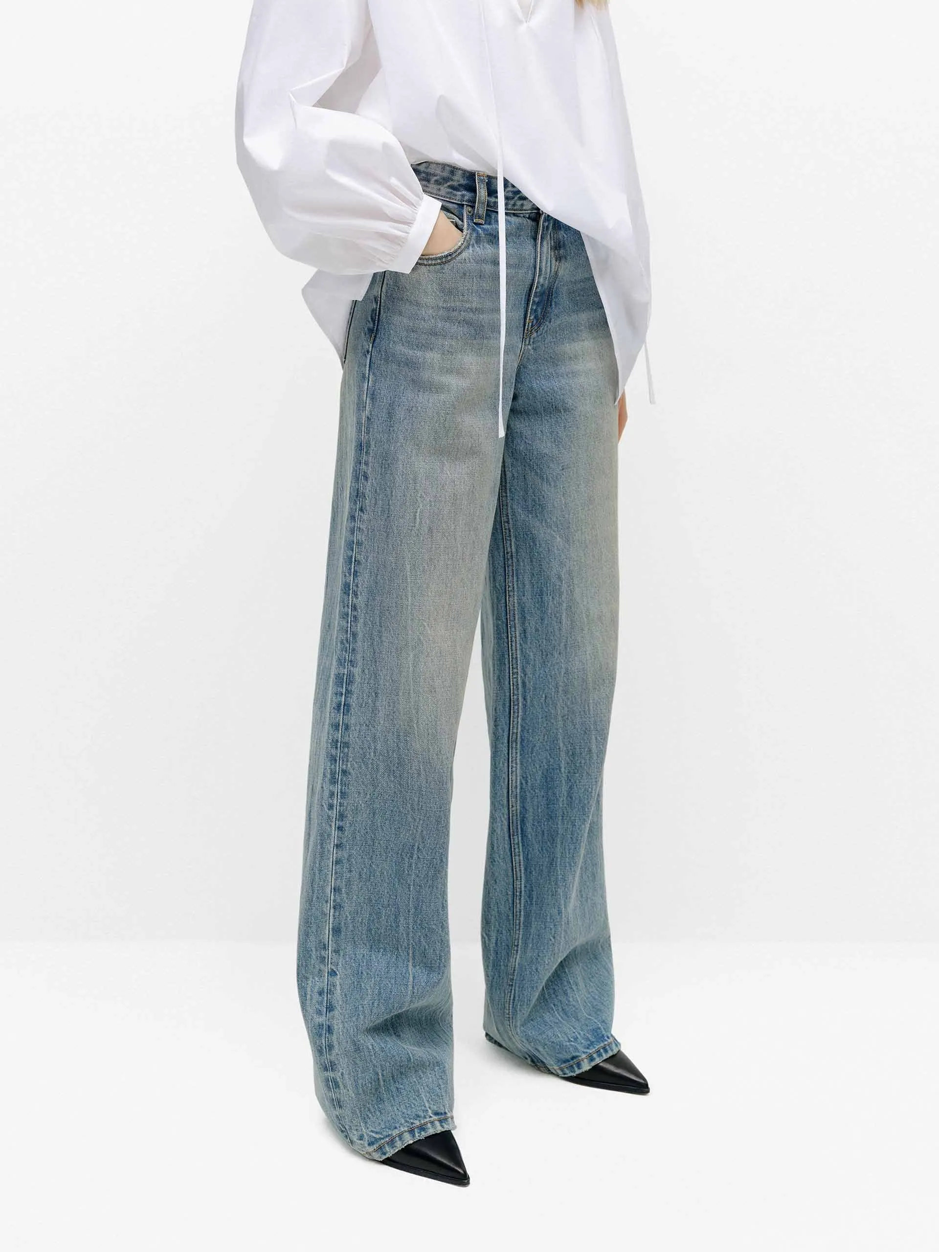 Relaxed Cotton Straight Jeans sold by Mo&Co product image thumbnail 5