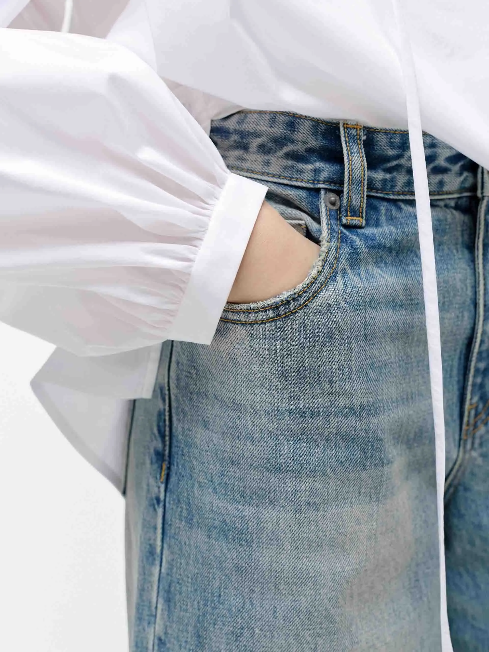 Relaxed Cotton Straight Jeans sold by Mo&Co product image thumbnail 4