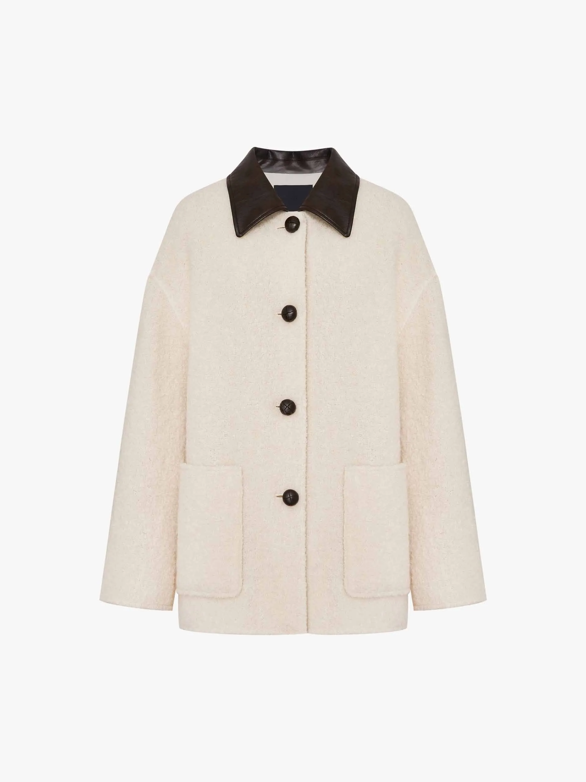 Leather Collar Midi Coat sold by Mo&Co product image thumbnail 5