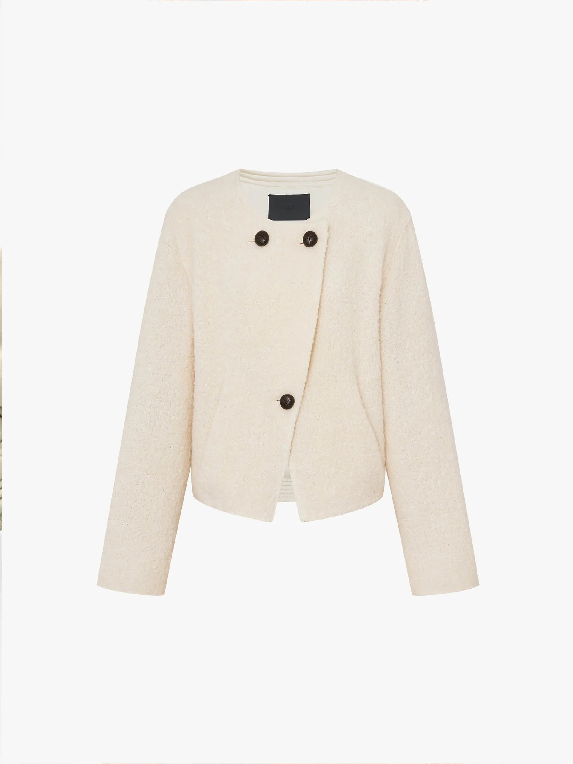 Collarless Boucle Knit Coat sold by Mo&Co product image thumbnail 5