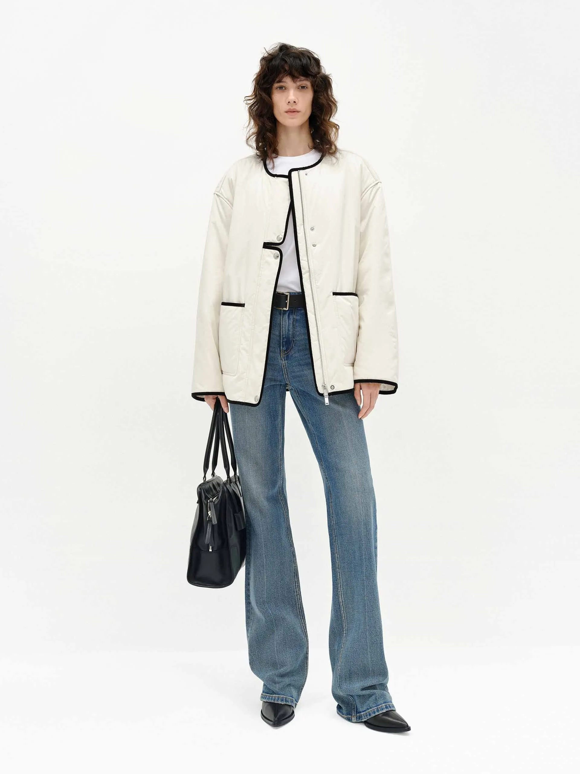 Contrast Trim Quilted Coat sold by Mo&Co product image thumbnail 2