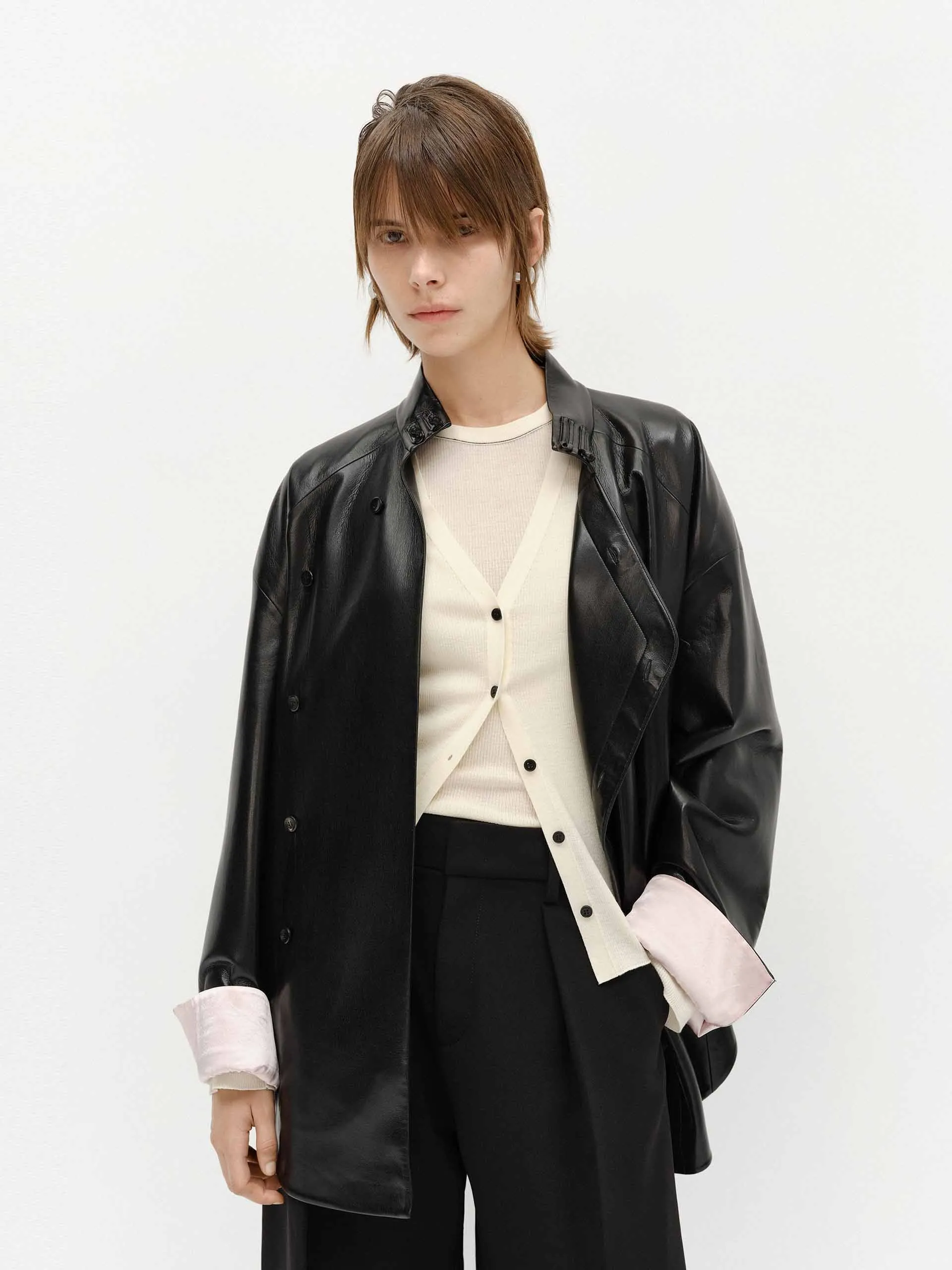 Faux Leather Loose Coat sold by Mo&Co product image thumbnail 5
