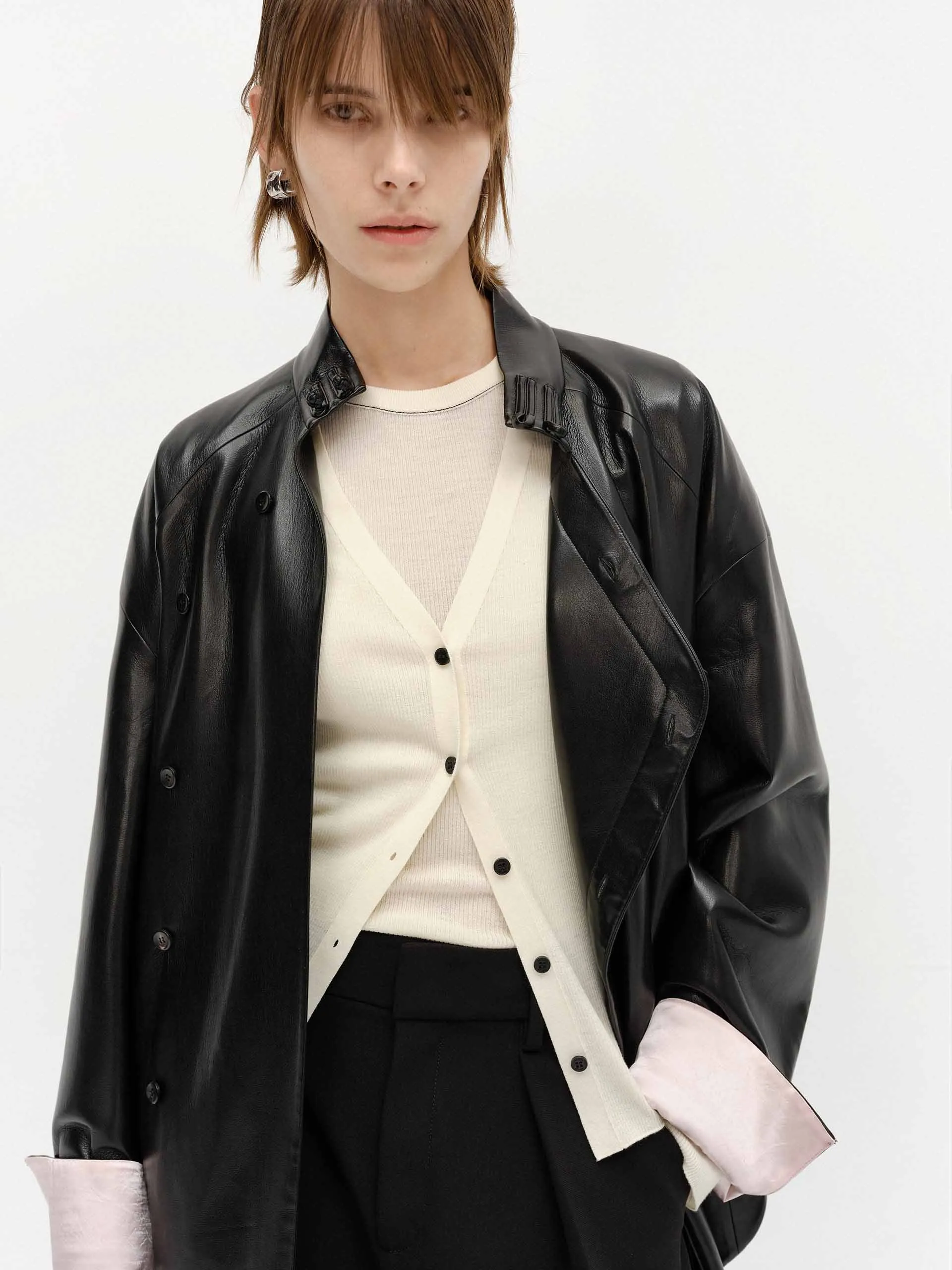Faux Leather Loose Coat sold by Mo&Co product image thumbnail 2