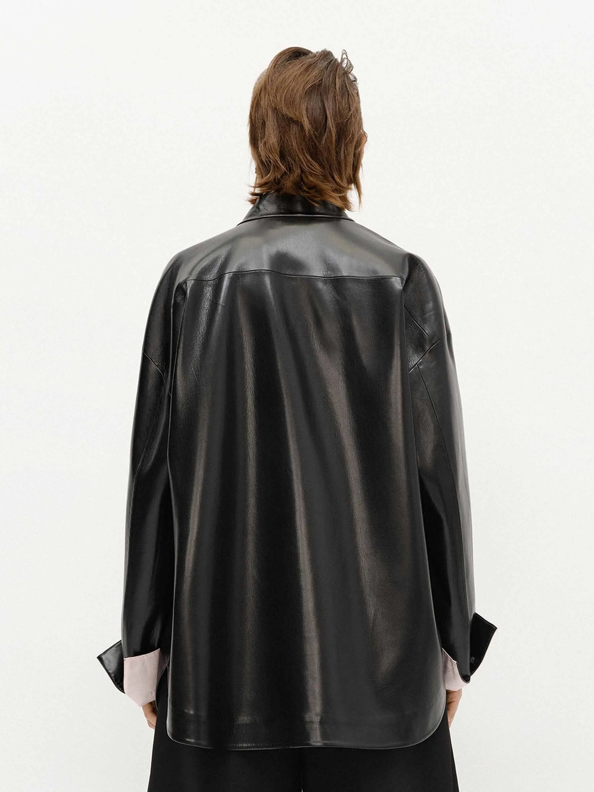 Faux Leather Loose Coat sold by Mo&Co product image thumbnail 4