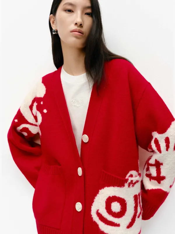 Fish Pattern Knit Cardigan sold by Mo&Co
