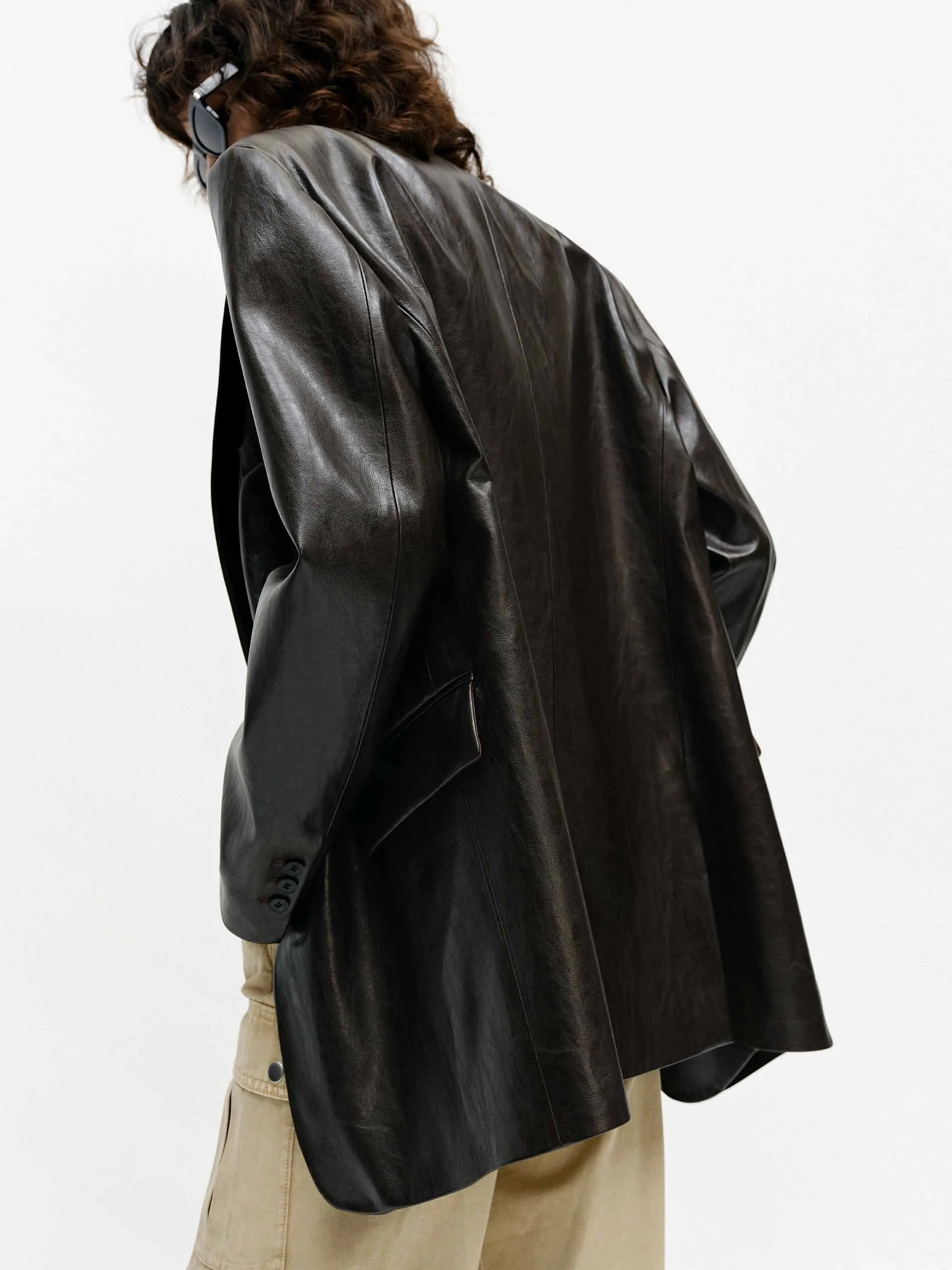 Structured Leather Blazer sold by Mo&Co product image thumbnail 4