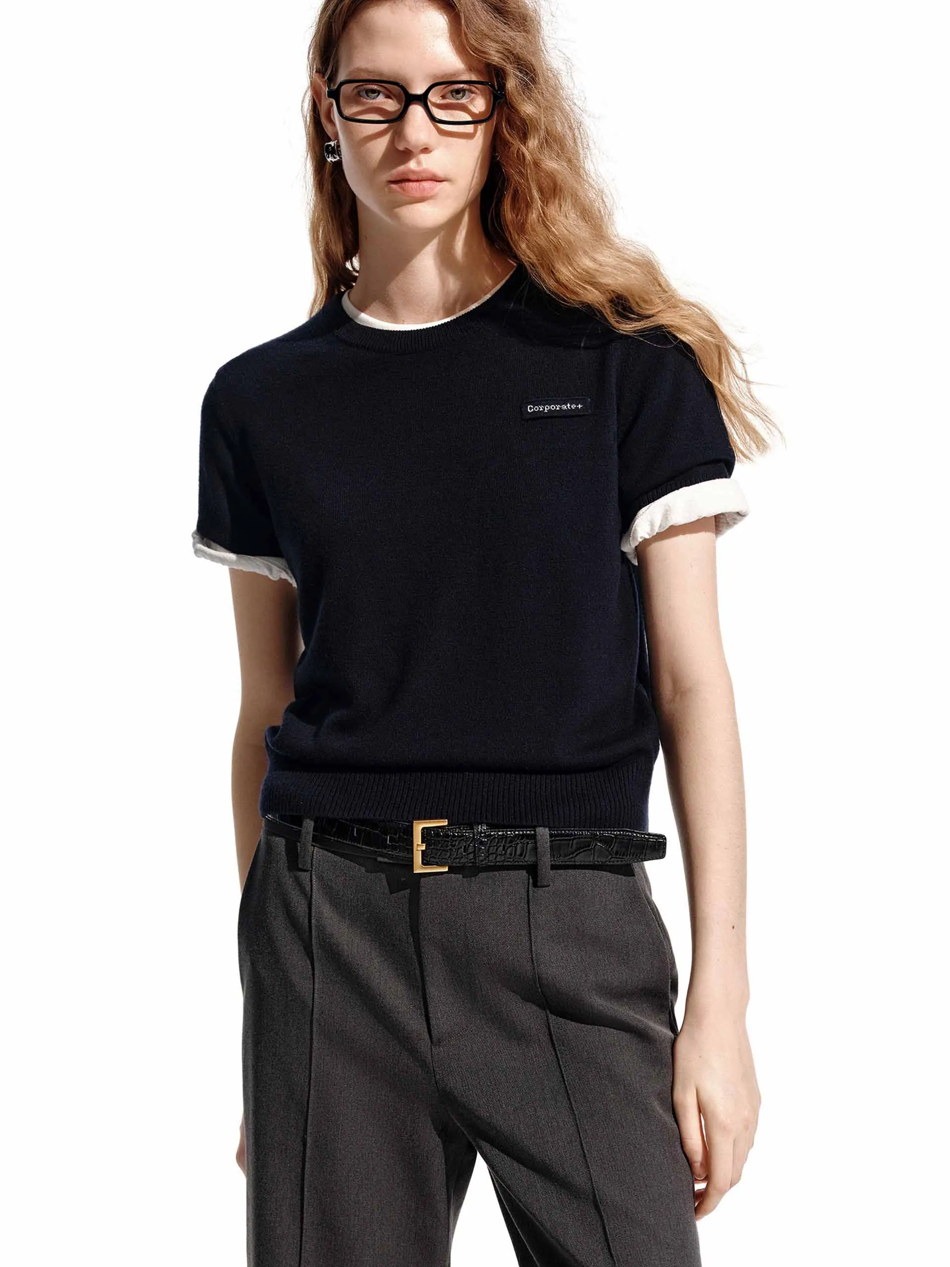 Short Sleeve Wool Top sold by Mo&Co