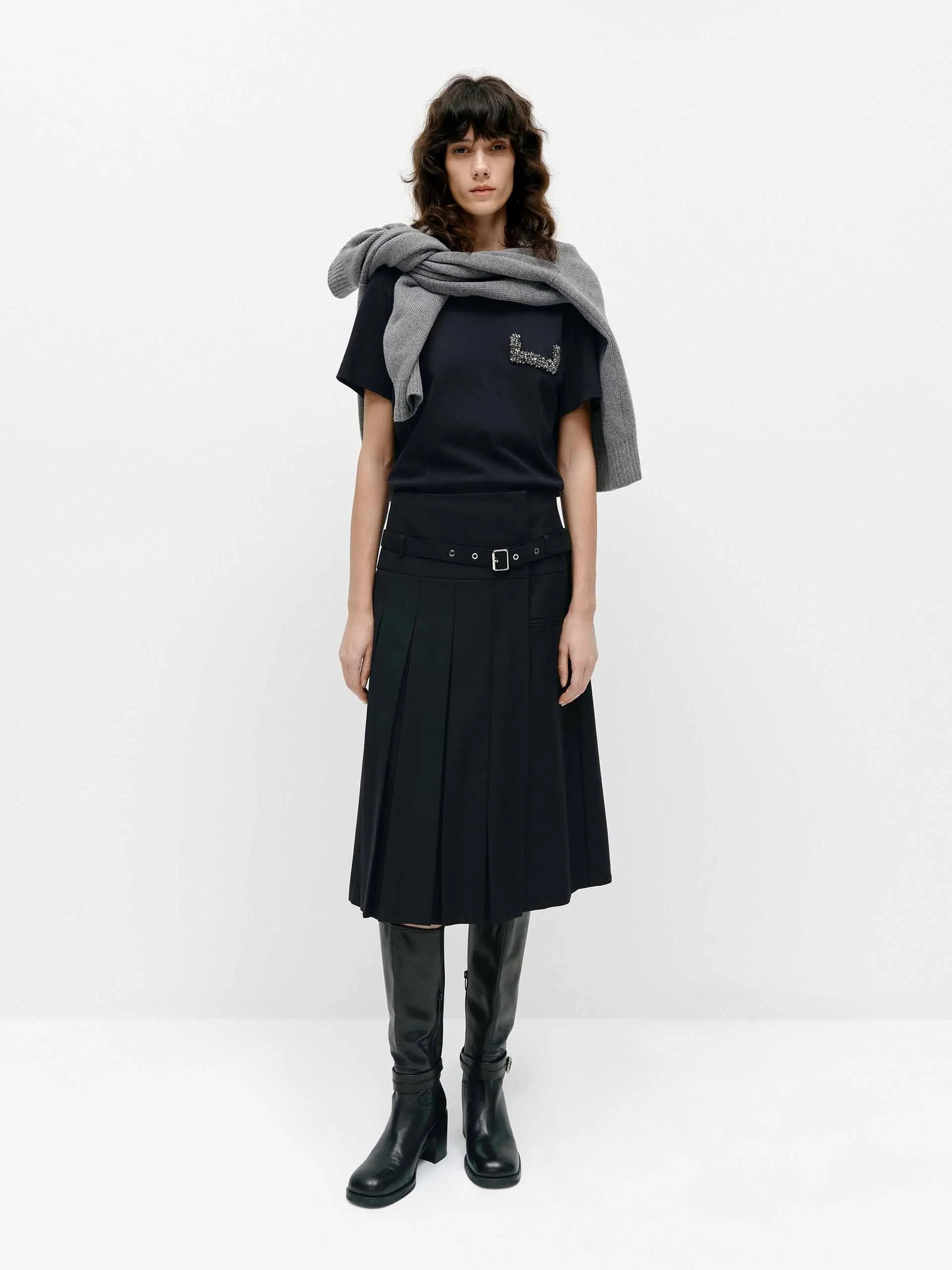 Irregular Hem Pleated Skirt sold by Mo&Co product image thumbnail 2