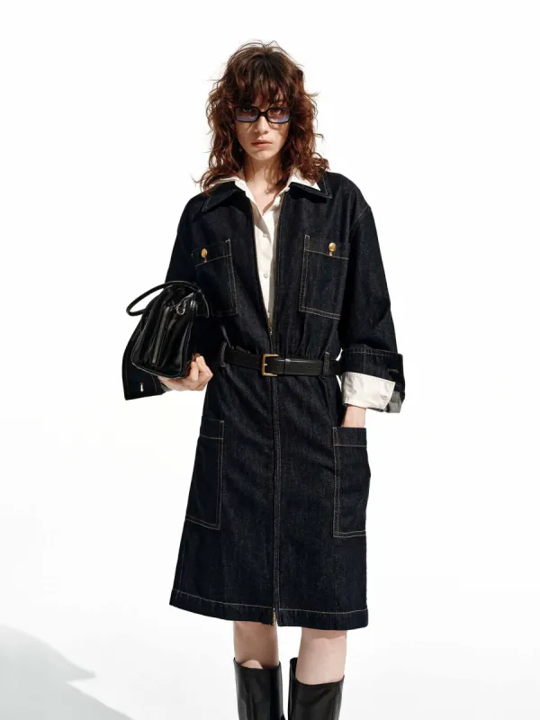 Relaxed Cotton Denim Dress sold by Mo&Co