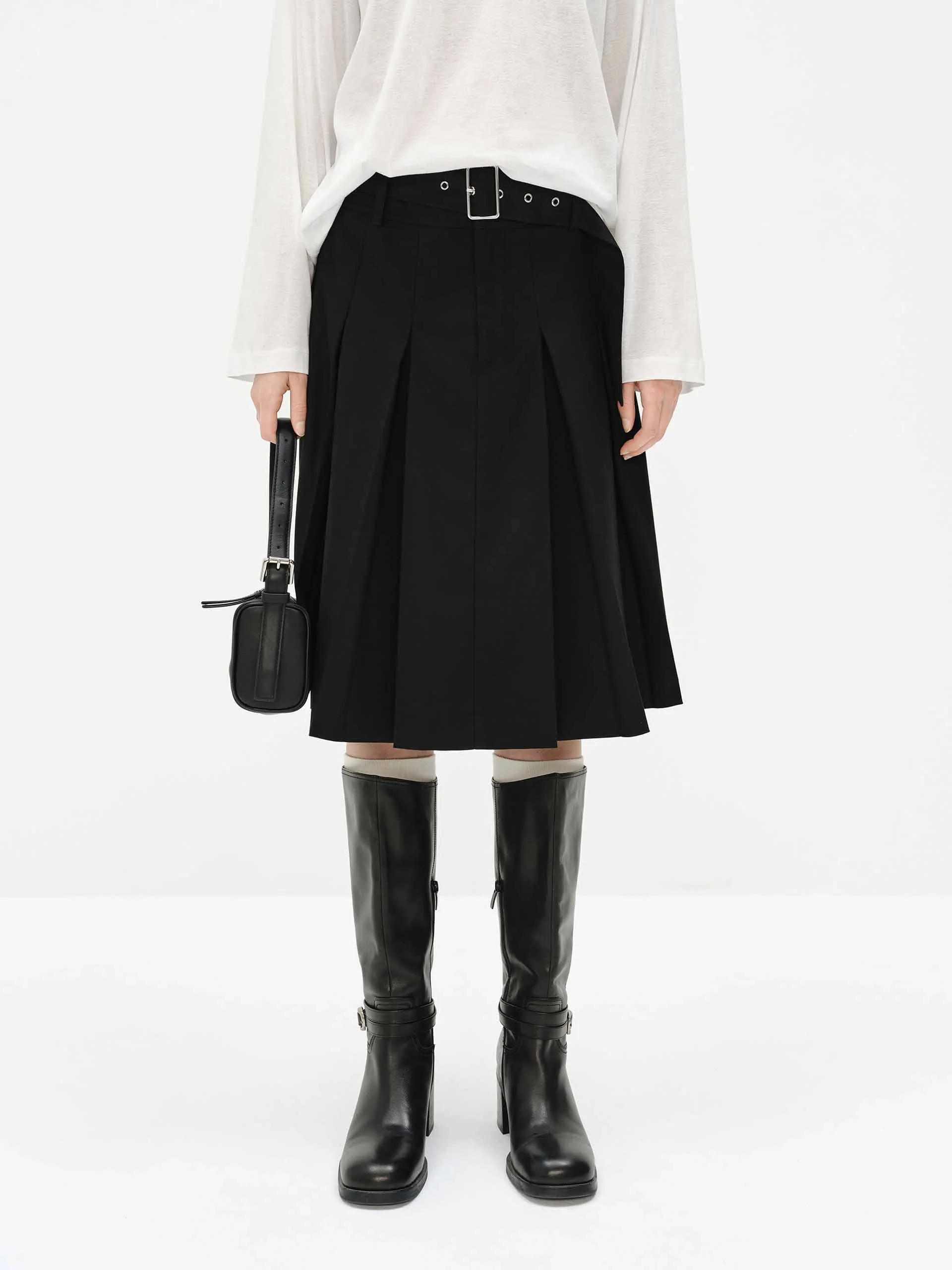 Midi Length Pleated Skirt sold by Mo&Co