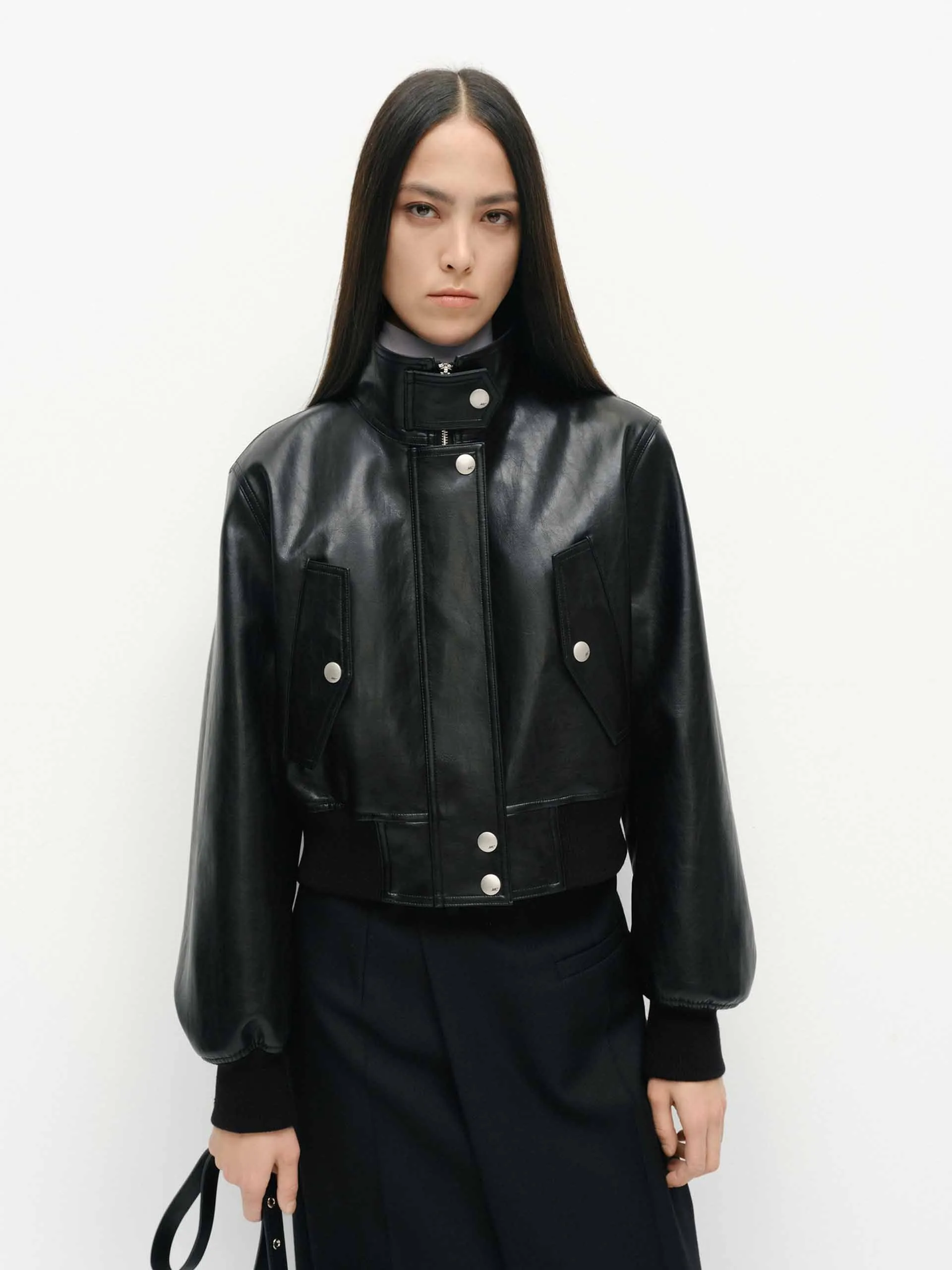 Cropped Leather Jacket sold by Mo&Co product image thumbnail 2