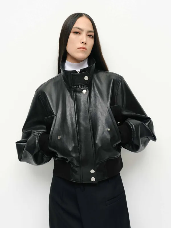Cropped Leather Jacket sold by Mo&Co