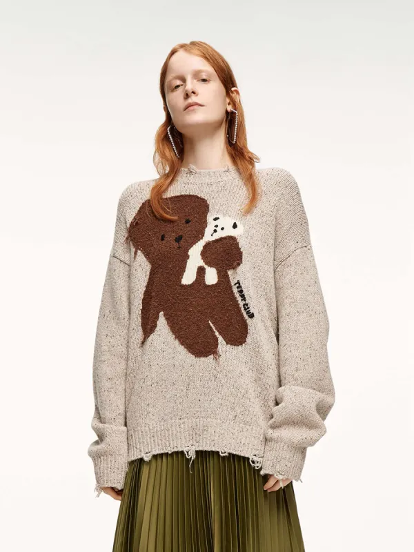Wool-blend Cartoon Knit Pullover sold by Mo&Co