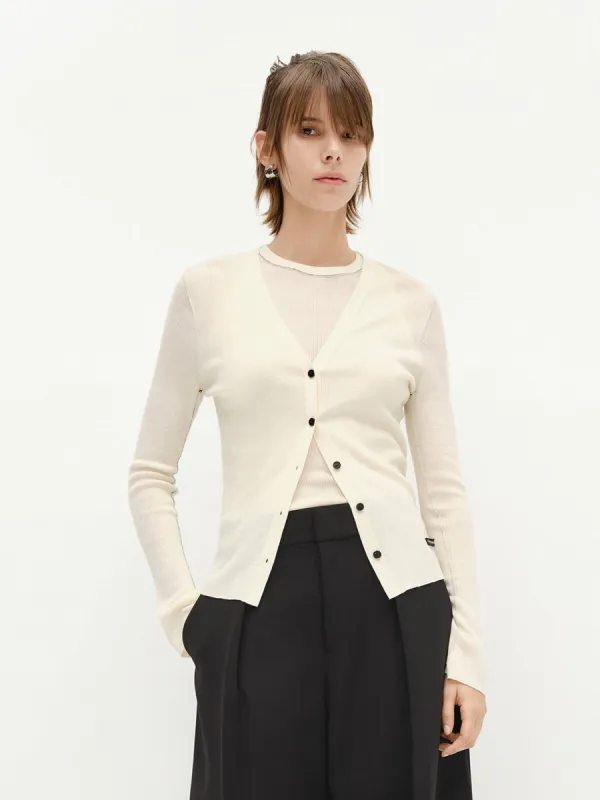 Seams Detail Wool Knit Top made by Mo&Co