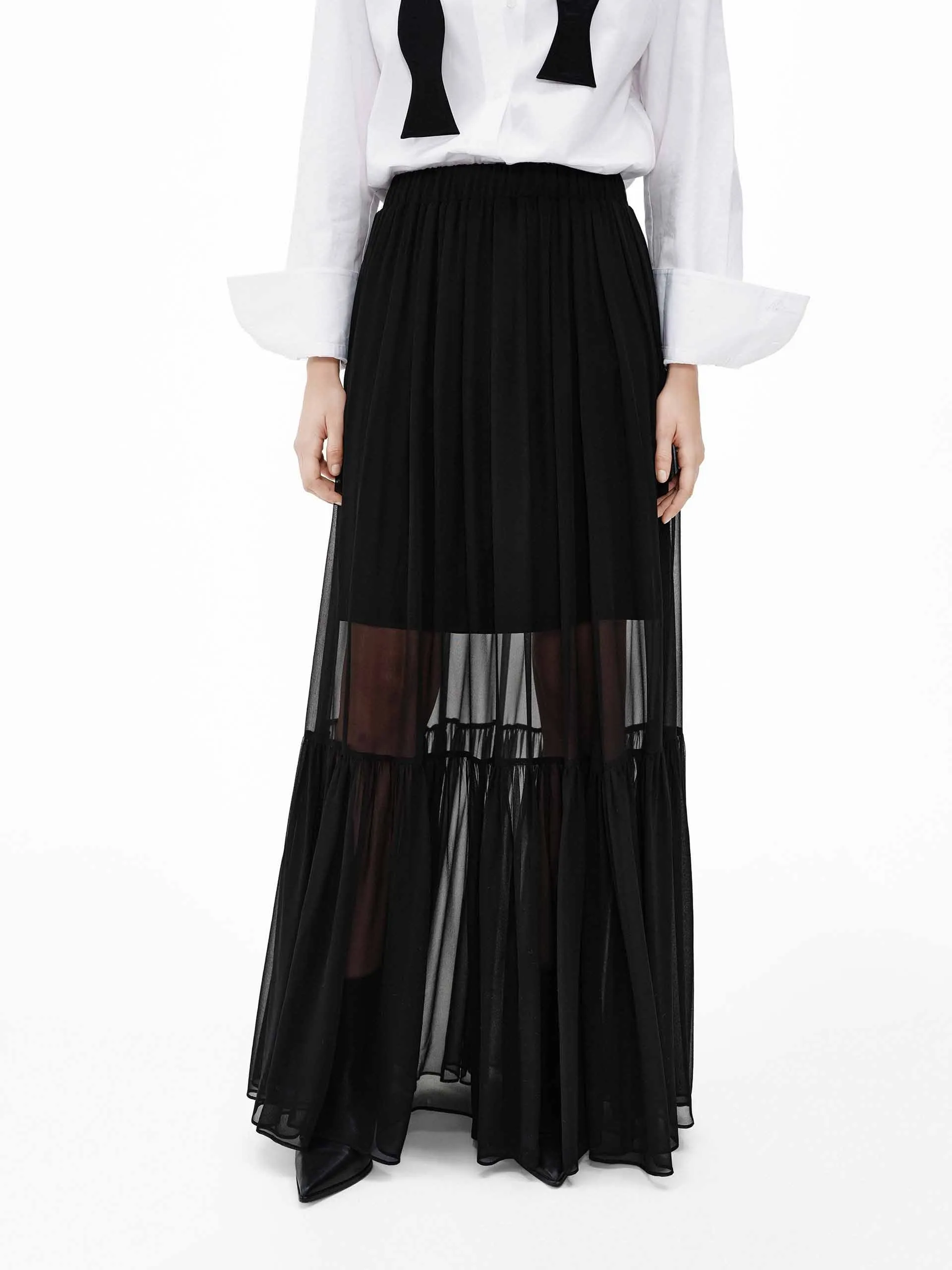Silk Chiffon Maxi Skirt sold by Mo&Co
