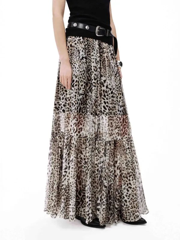 Flowy Leopard Print Skirt sold by Mo&Co