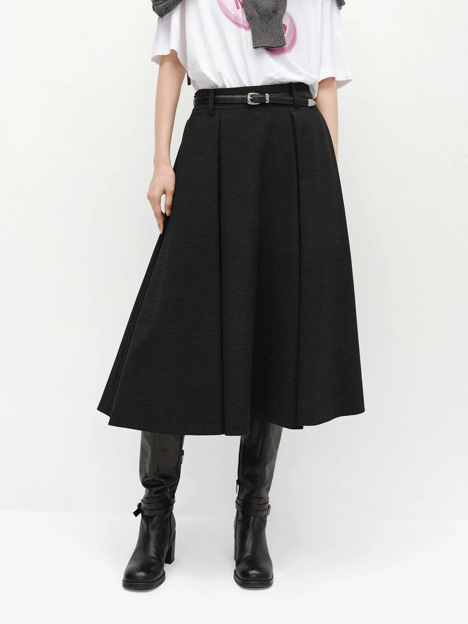 A-line Cut Pleated Skirt sold by Mo&Co