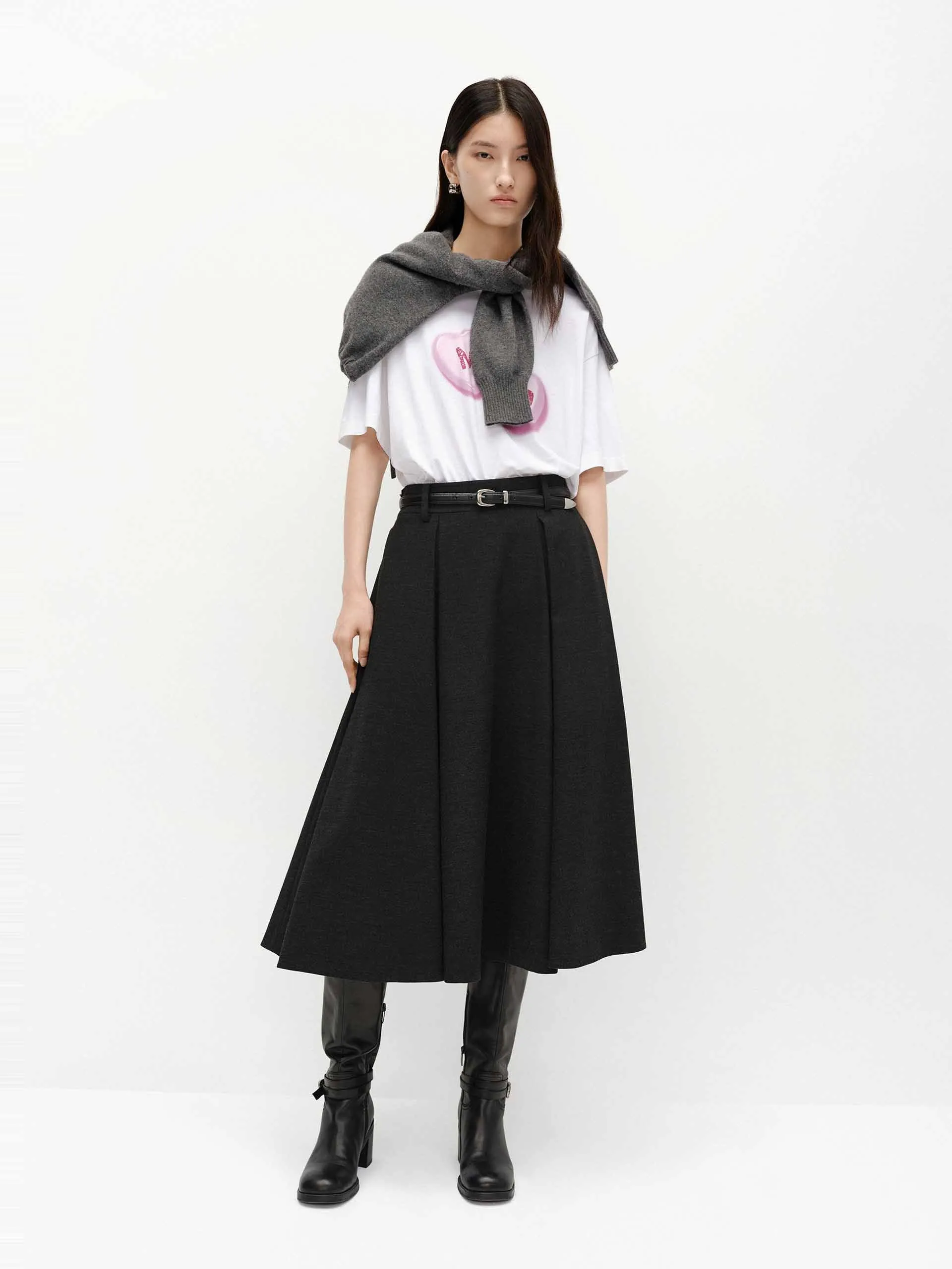 A-line Cut Pleated Skirt sold by Mo&Co product image thumbnail 2