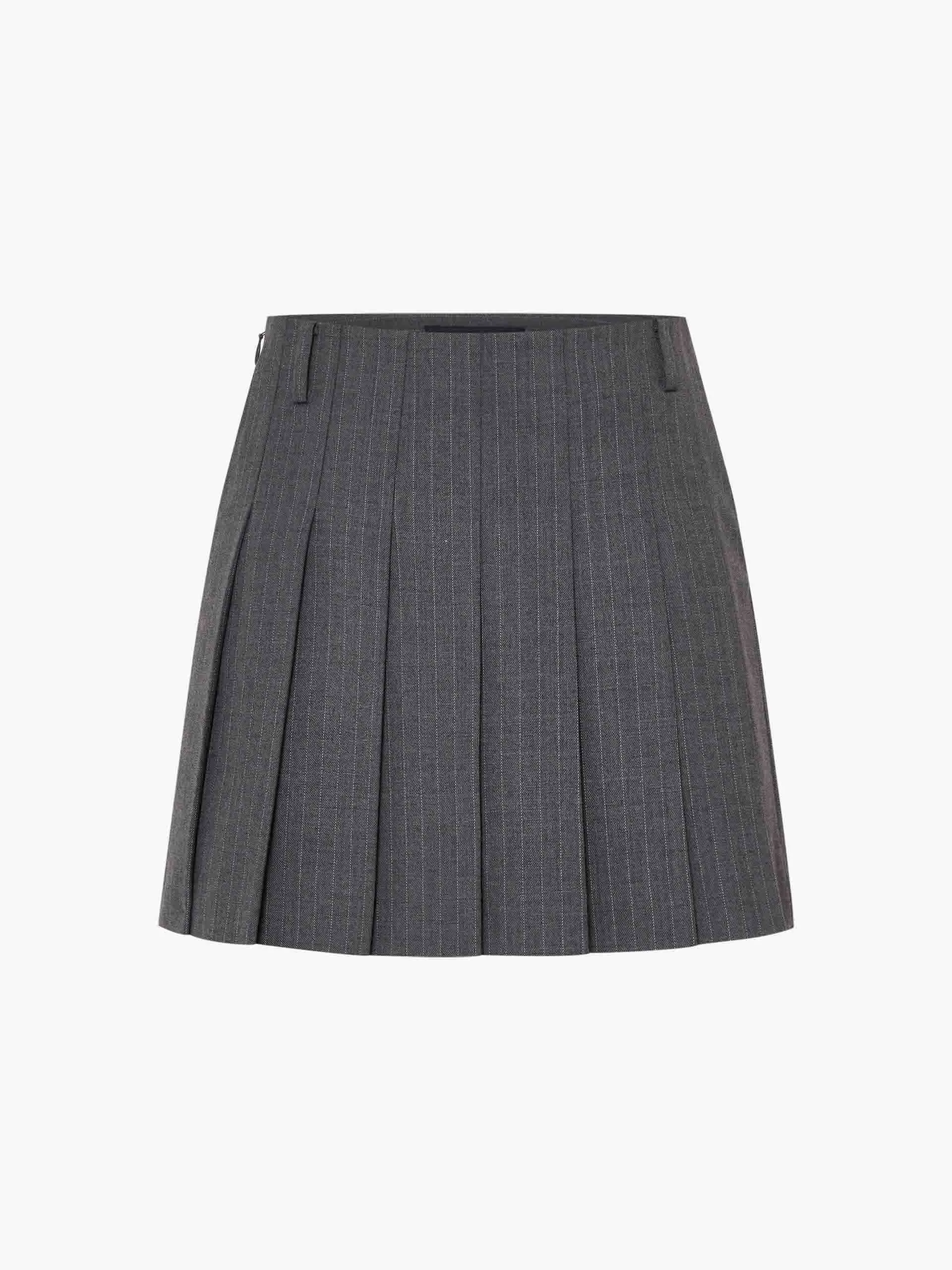 Pinstripe Pleated Skirt sold by Mo&Co product image thumbnail 5